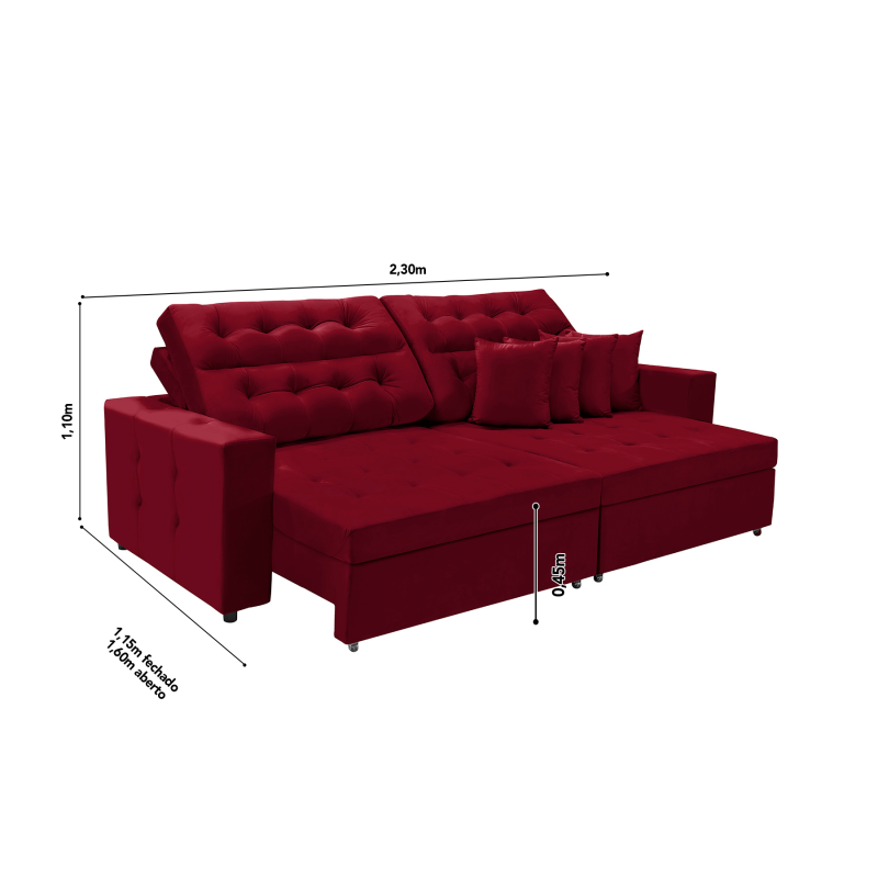 Sofá Texas 2.30m Retrátil e Reclinável