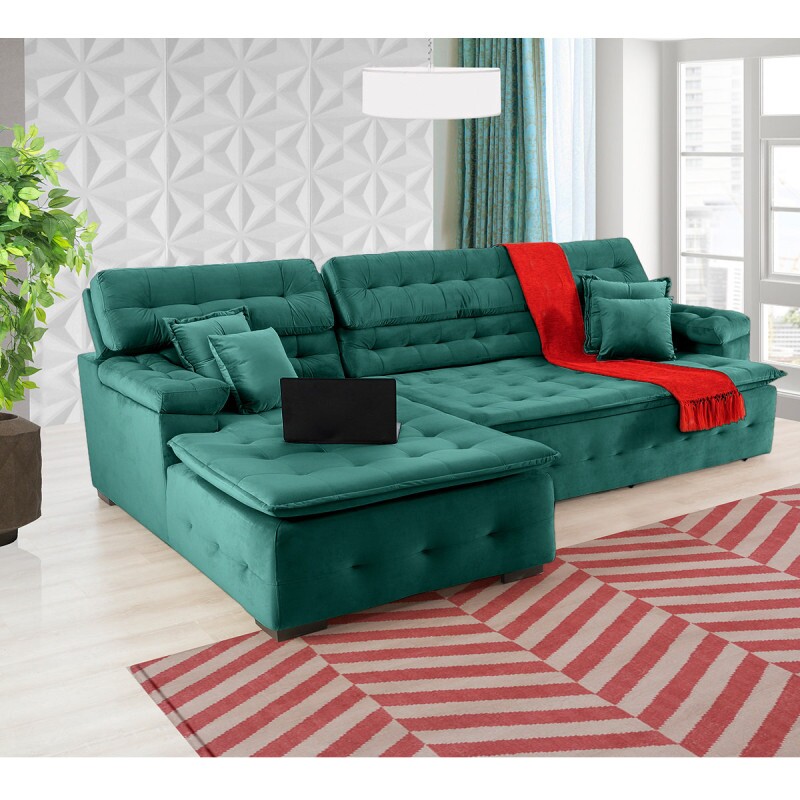 Sofá Orlando 2.40x1.90m com Chaise, Retrátil e Reclinável