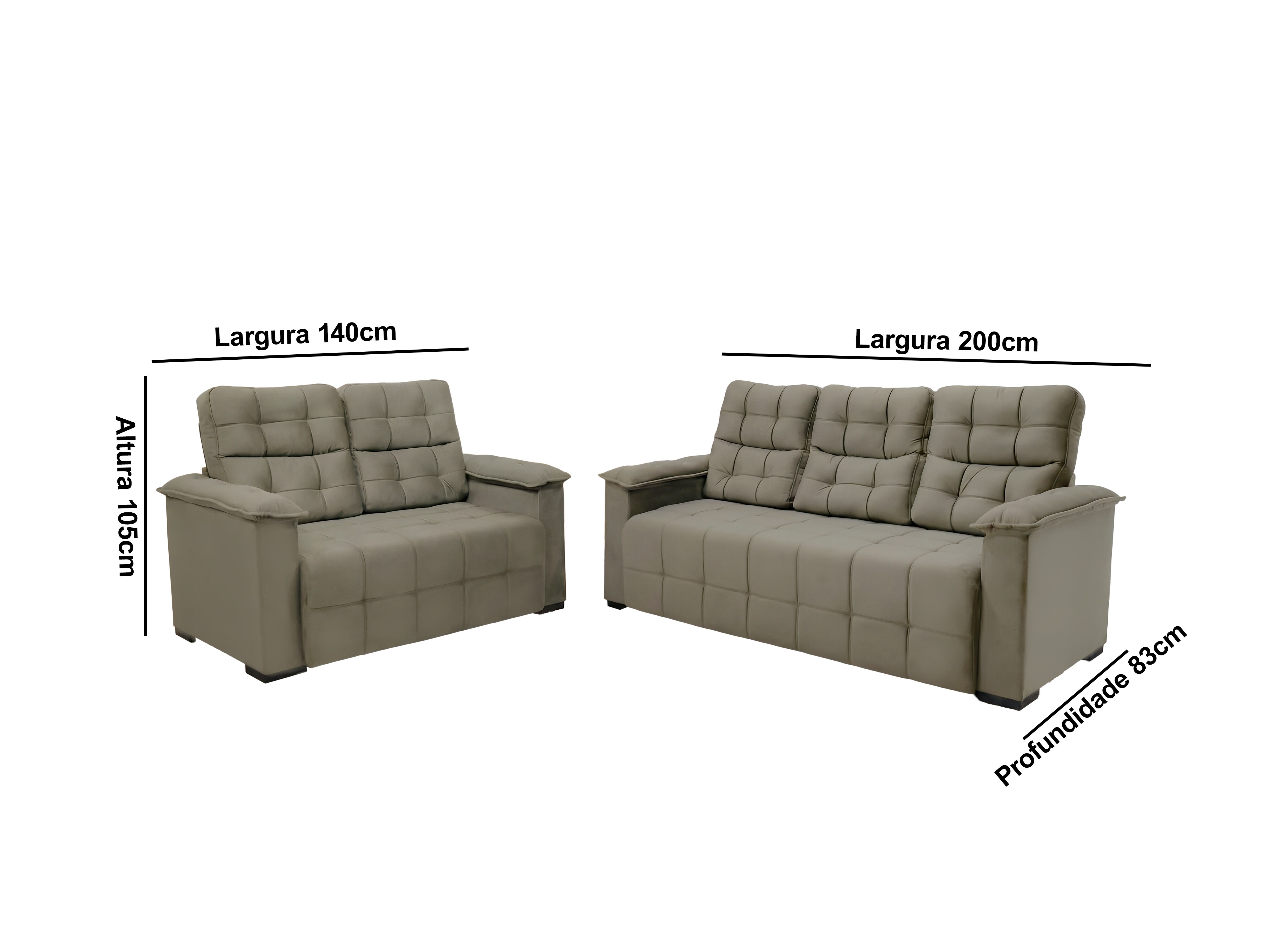Conjunto de Sofá 02 e 03 lugares Elegance Plus - Marrom