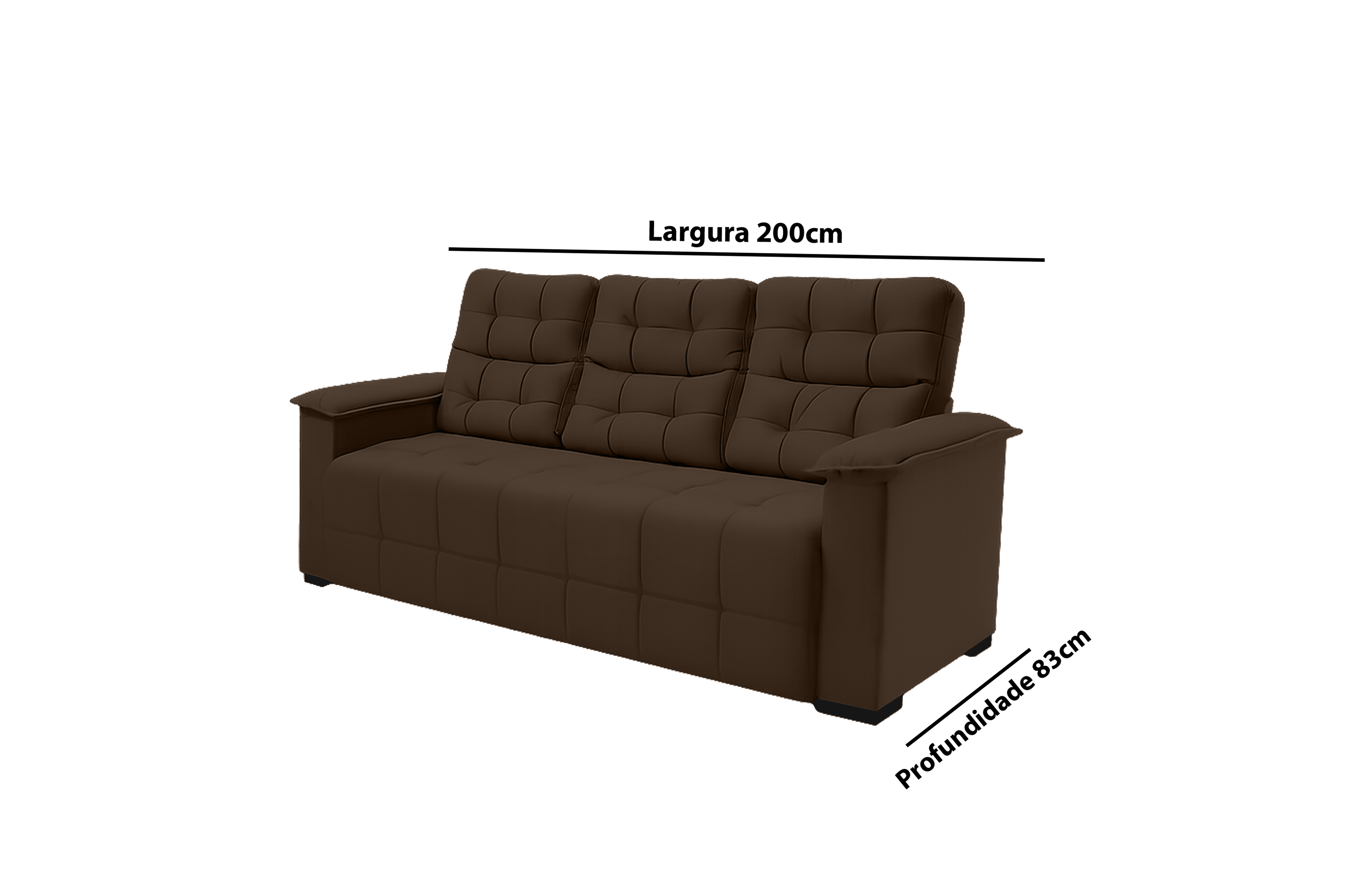 Sofá 03 Lugares Elegance Plus Sofisticato - Marrom