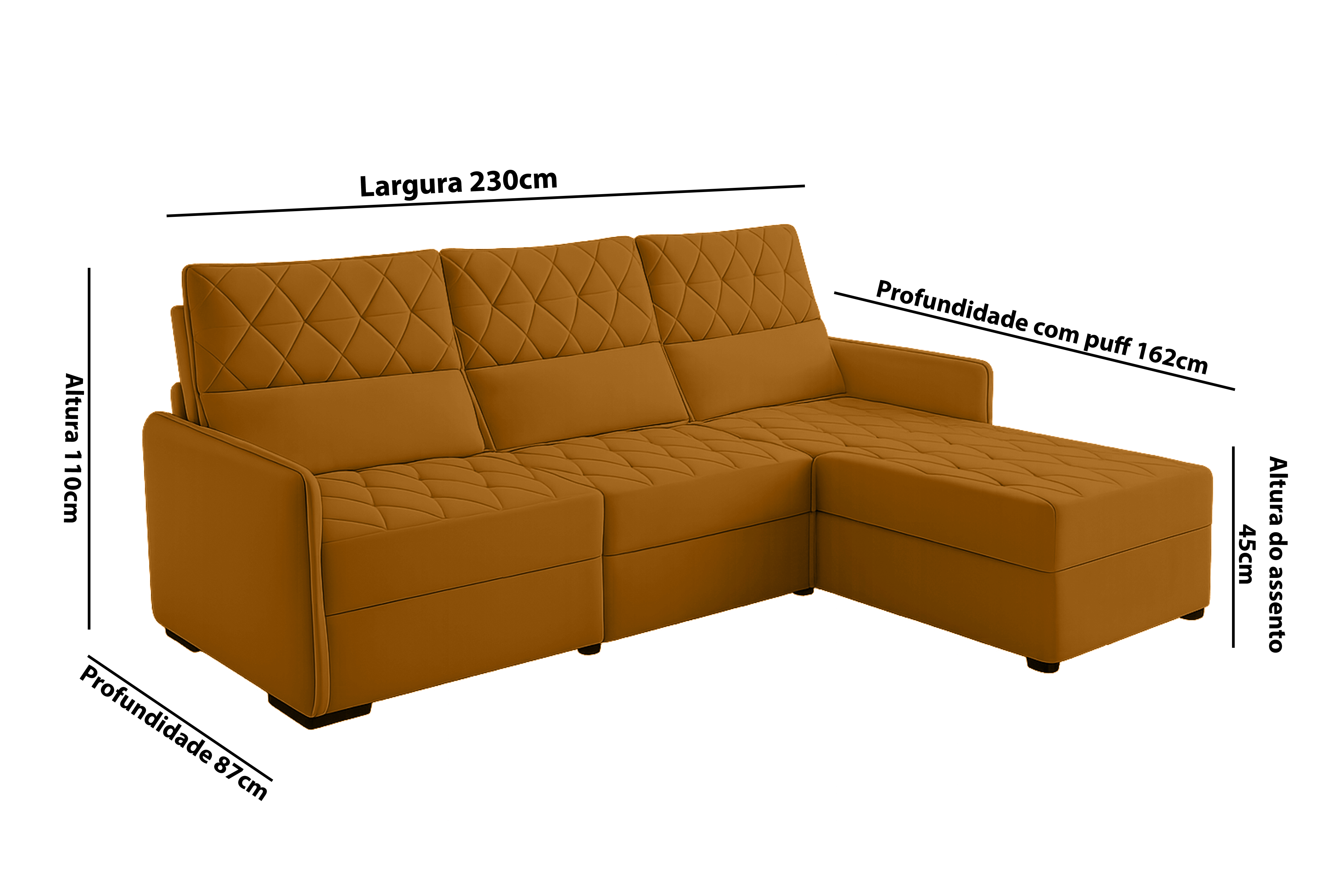 Sofá 03 Lugares Conforto Plus - Terracota