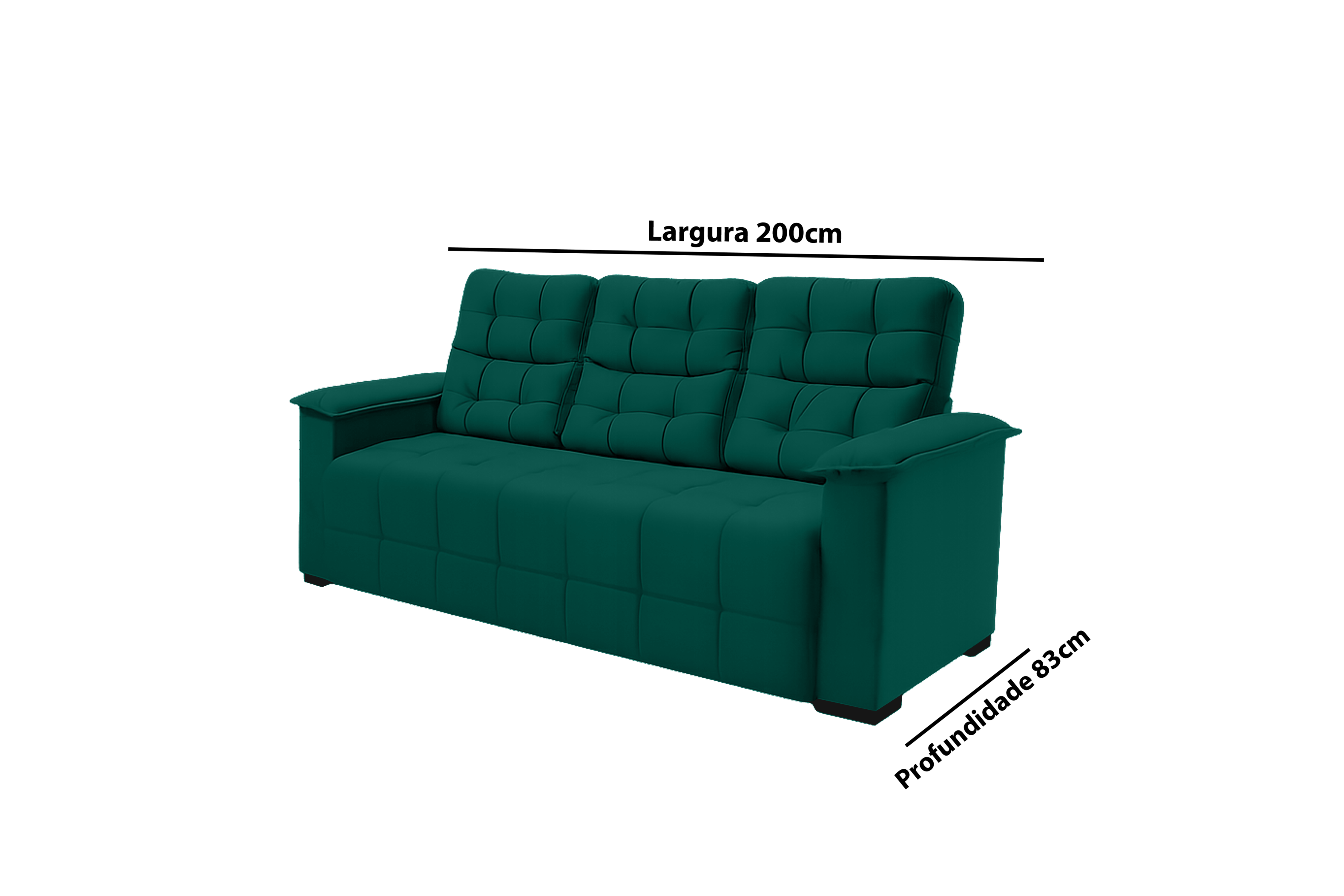 Sofá 03 Lugares Elegance Plus Sofisticato - Verde