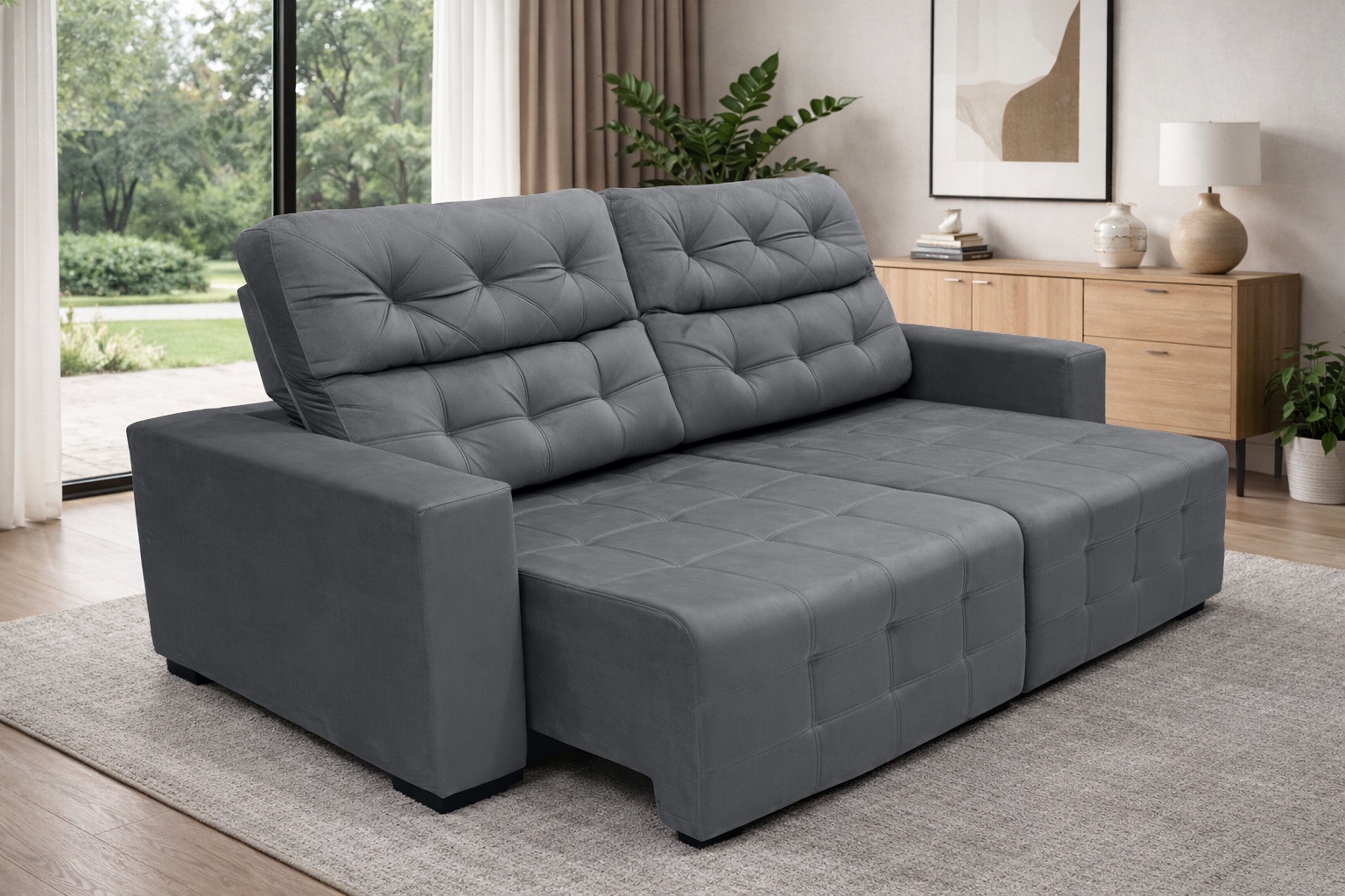 Sofá Retrátil e Reclinável Siena Super Pillow 2,50m - Chumbo