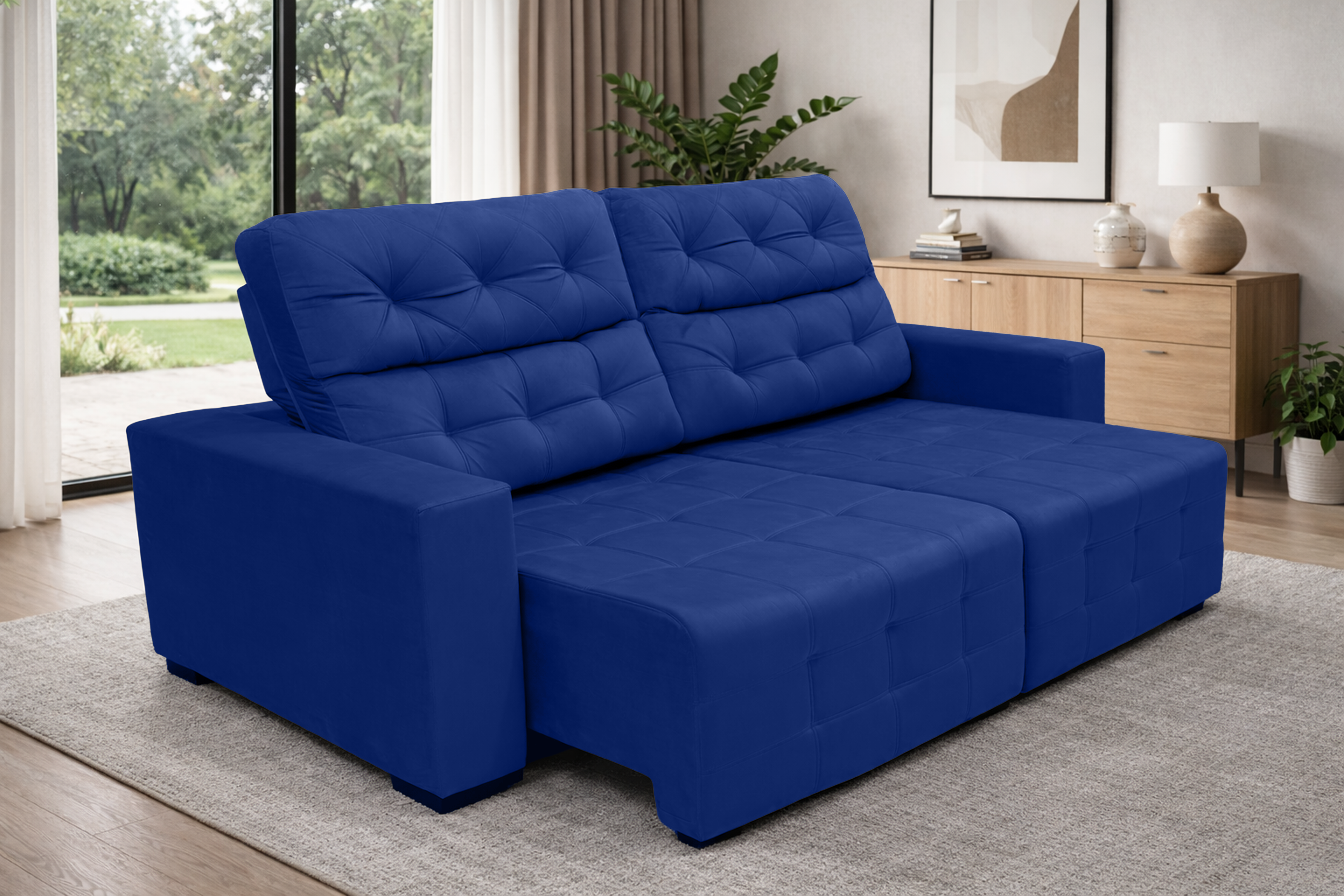Sofá Retrátil e Reclinável Siena Super Pillow 2,50m - Azul