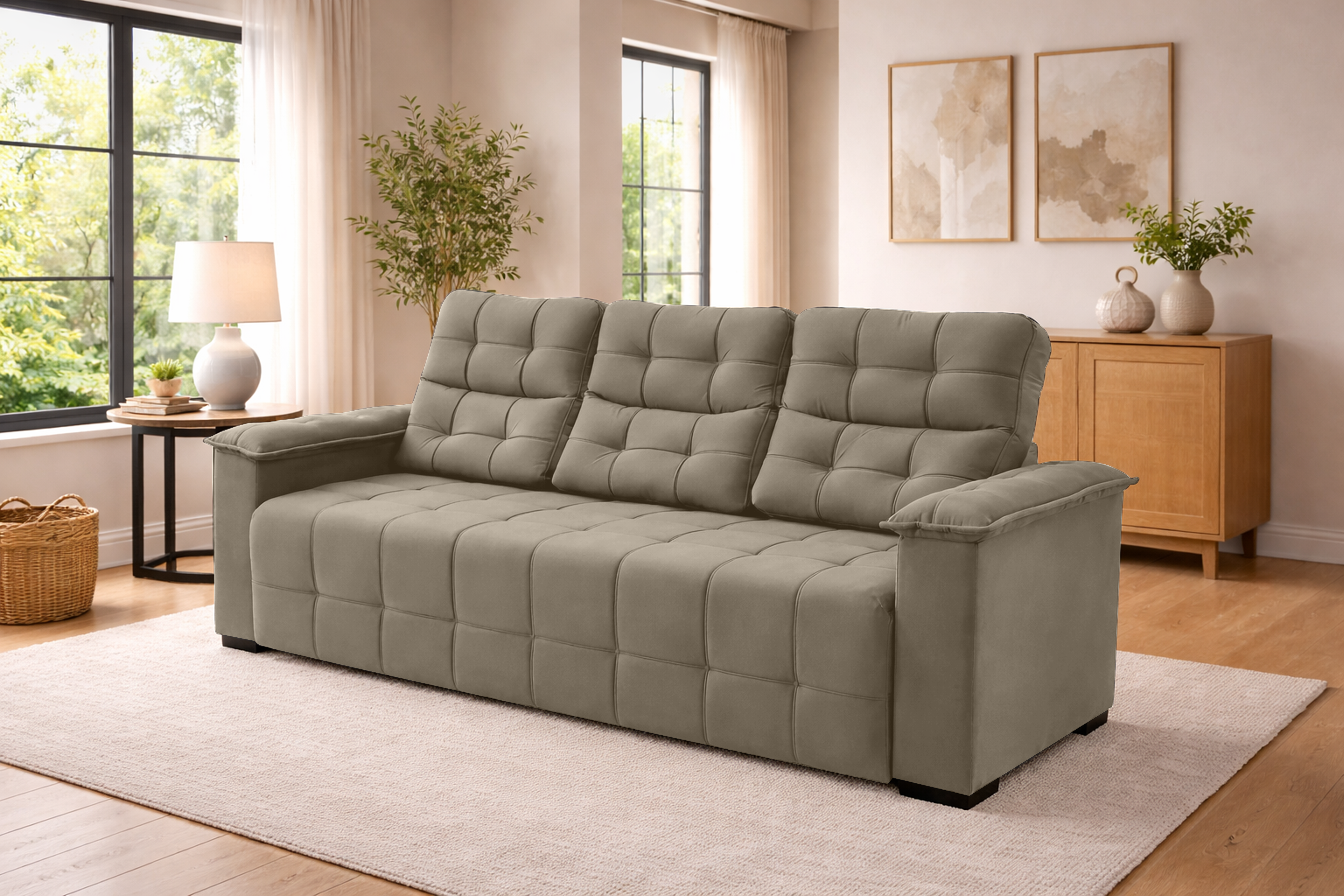 Sofá 03 Lugares Elegance Plus Sofisticato - Avelã