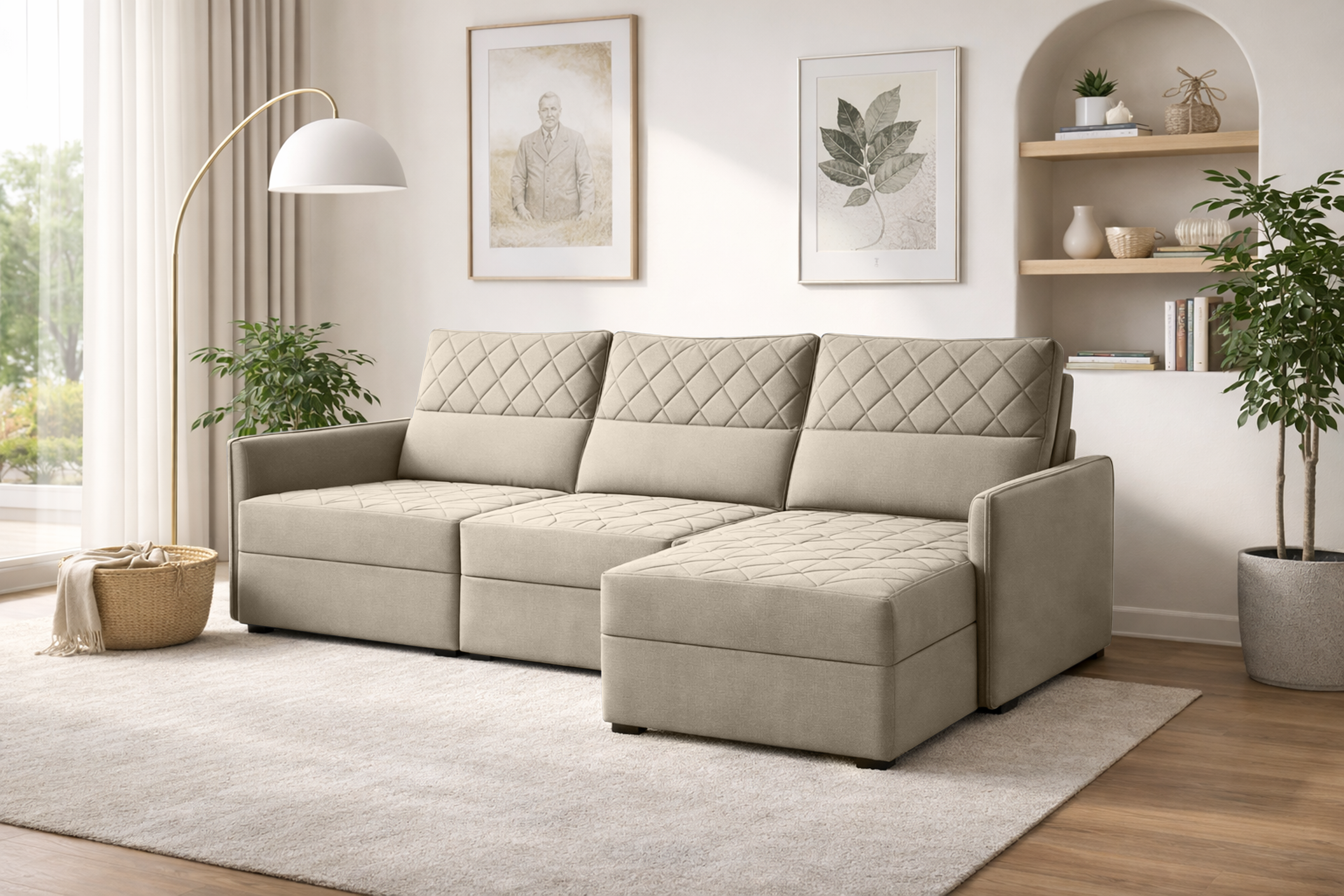 Sofá 03 Lugares Conforto Plus - Bege