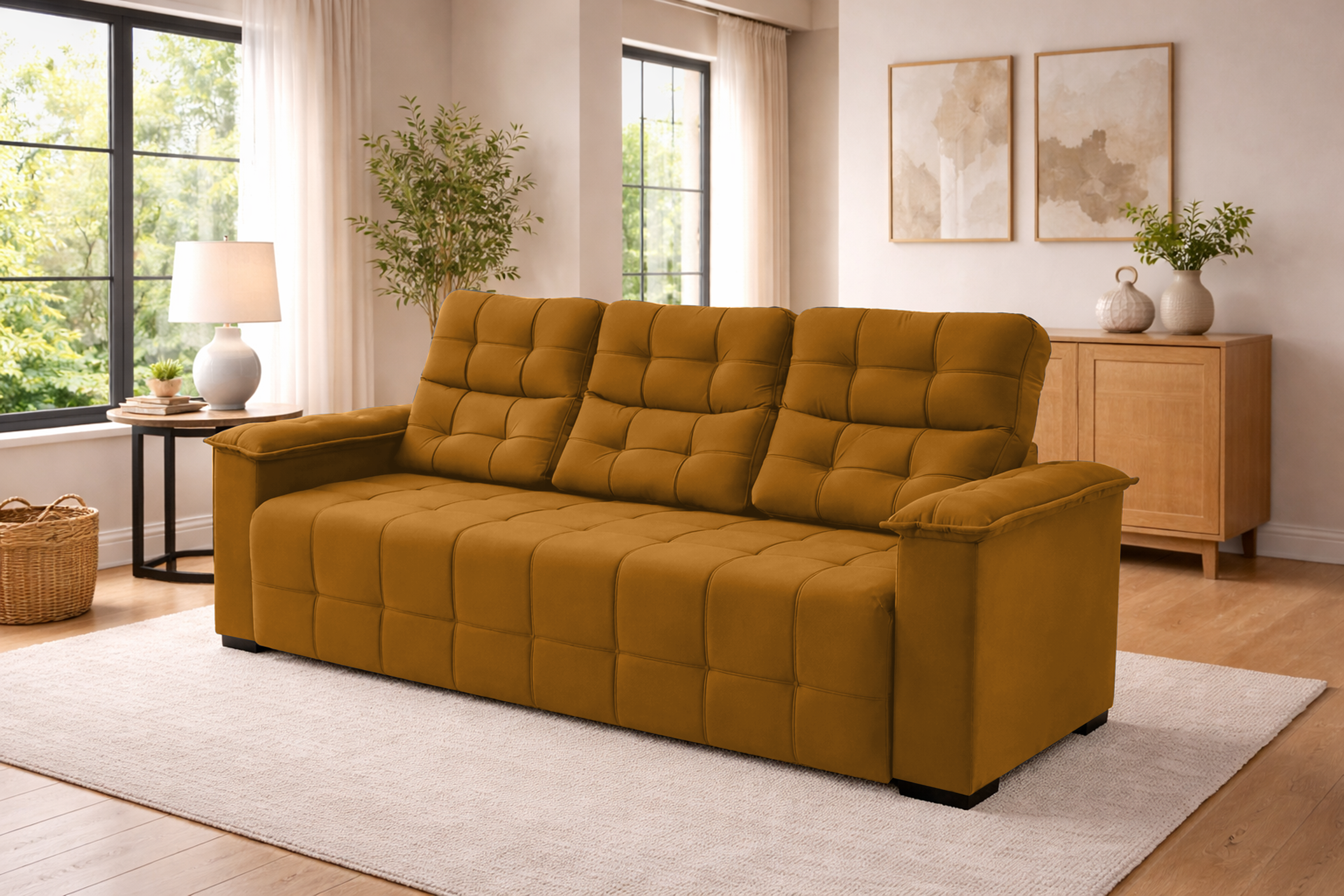 Sofá 03 Lugares Elegance Plus Sofisticato - Terracota