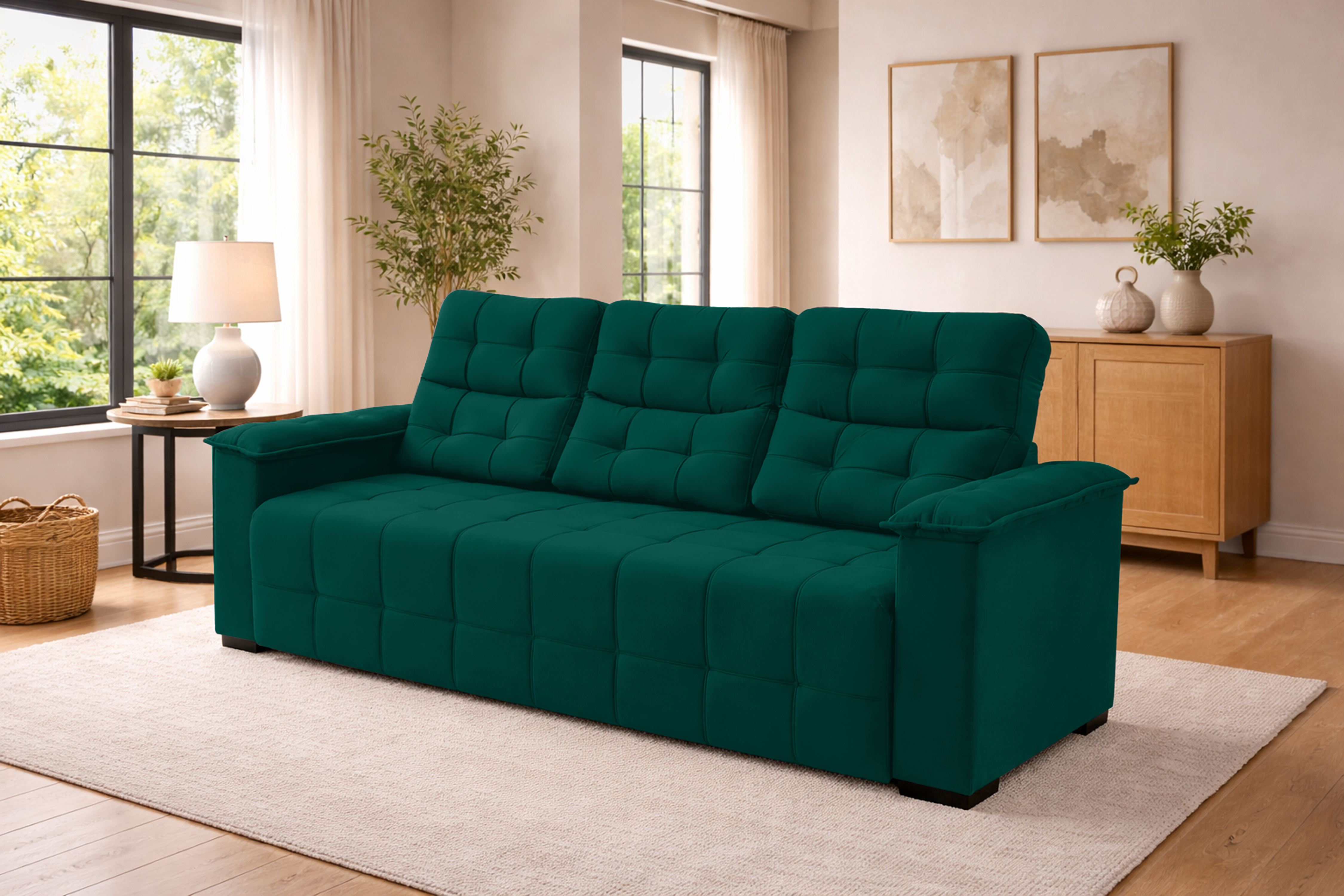 Sofá 03 Lugares Elegance Plus Sofisticato - Verde