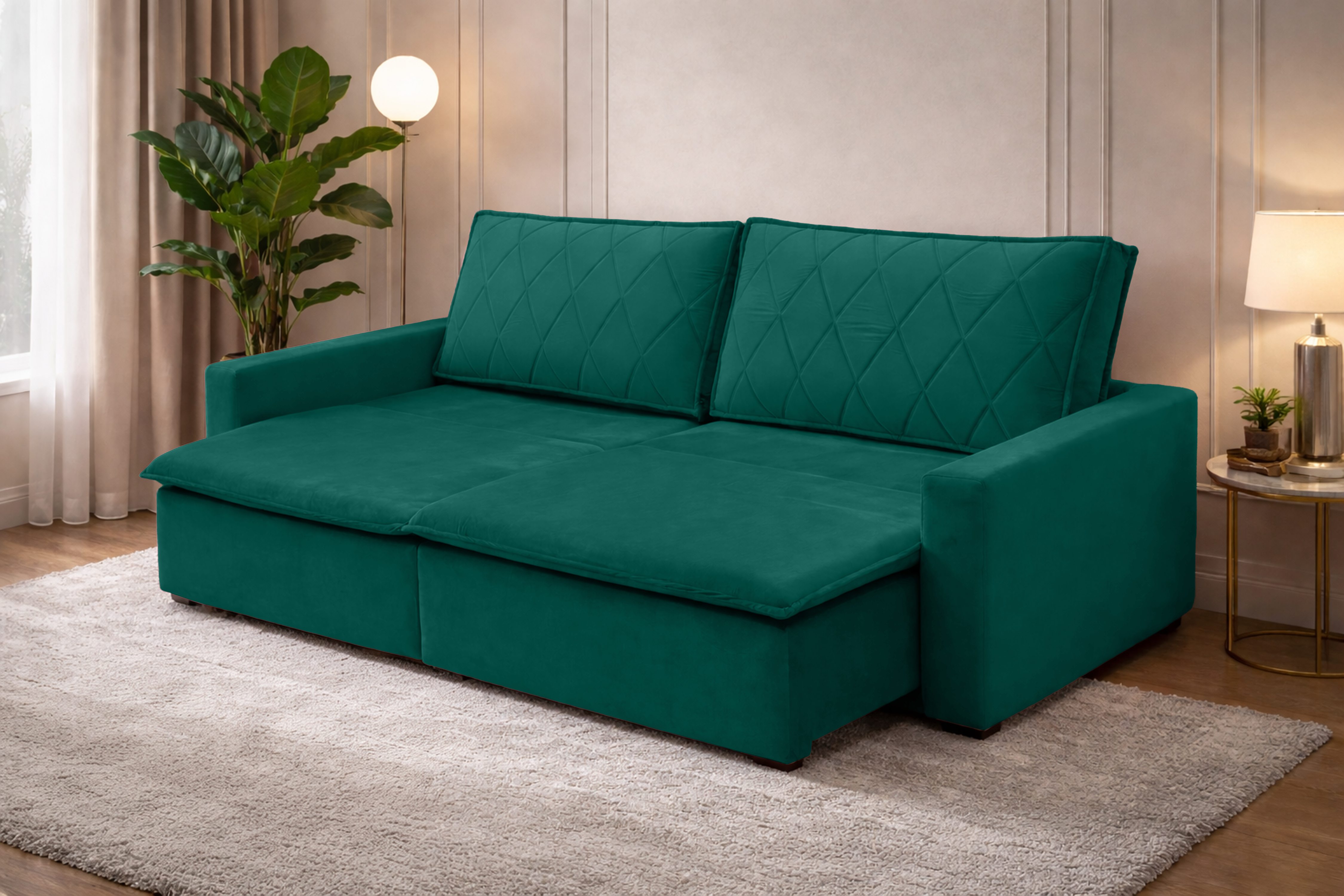 Sofá Cama Caixa Zero Florença 2,35m - Verde
