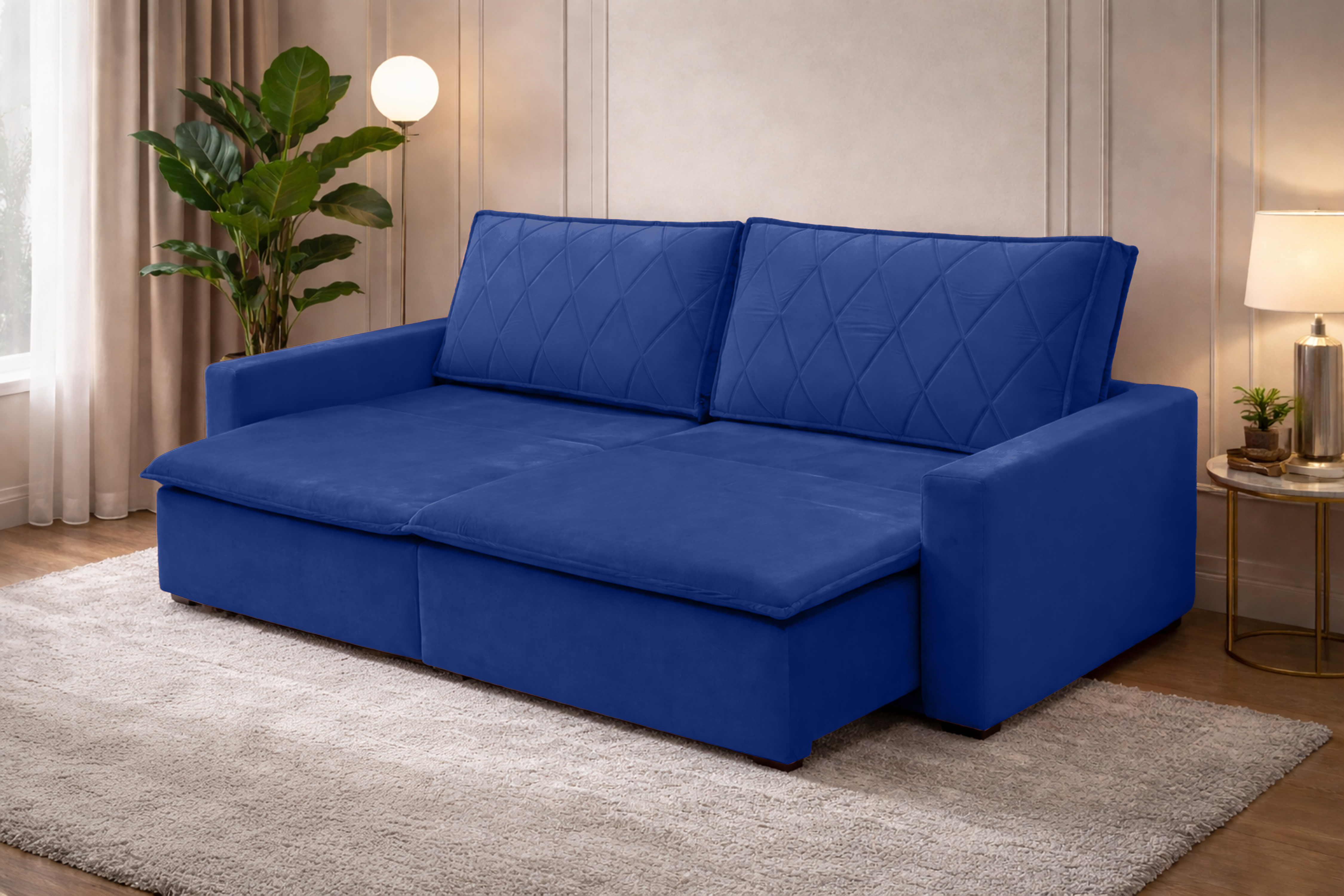 Sofá Cama Caixa Zero Florença 2,35m - Azul