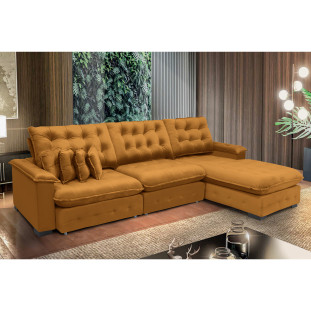 Sofá Berlin 3,85x2,10m com Chaise Super Pillow Top 