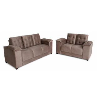 Conjunto de Sofá 02 e 03 lugares Espanha Sofisticato Veludo Marrom 