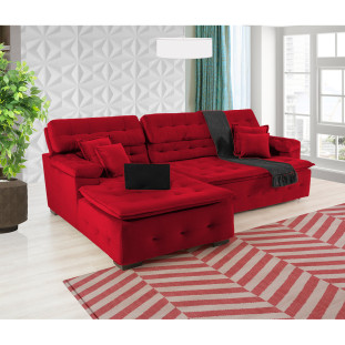 Sofá Orlando 2,20x1,50m com Chaise, Retrátil e Reclinável