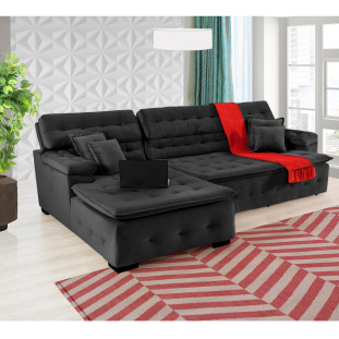Sofá Orlando 2,40x1,90m com Chaise, Retrátil e Reclinável