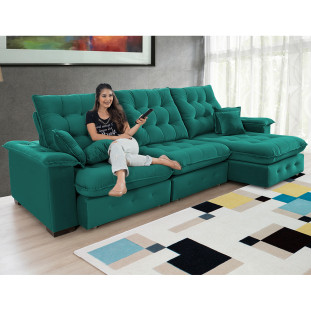 Sofá Coliseu 3,10m Retrátil e Reclinável Super Pillow 