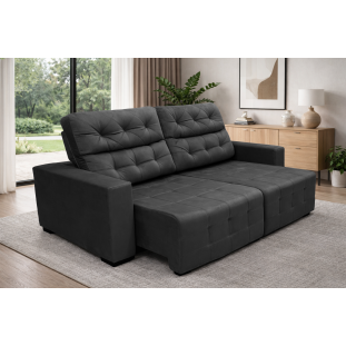 Sofá Retrátil e Reclinável Siena Super Pillow 2,50m - Preto
