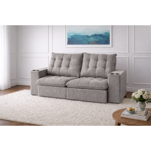 Sofá Retrátil e Reclinável com Porta Copos Coliseu Super Pillow 2,50m - Sofisticato 