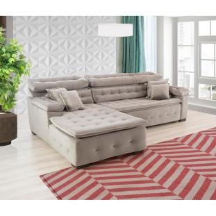 Sofá Retrátil e Reclinável Com Chaise Orlando 2,20x2,10m- Sofisticato