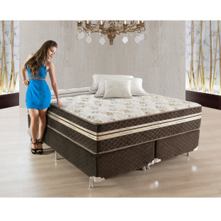 Conjunto Box Ortorelax com Molas, Vibro Massagem e Magnético 1,58x1,98m Queen