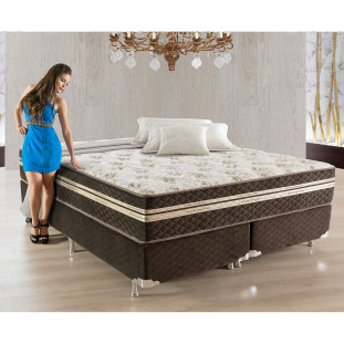 Conjunto Box Ortorelax com Molas, Vibro Massagem e Magnético 1,93x2,03m King