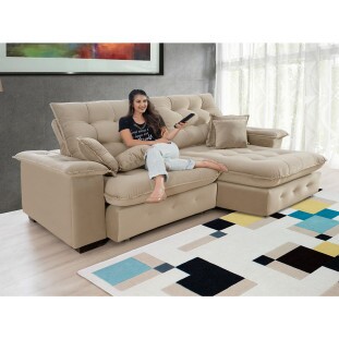 Sofá Coliseu 2,60m Retrátil e Reclinável Super Pillow 