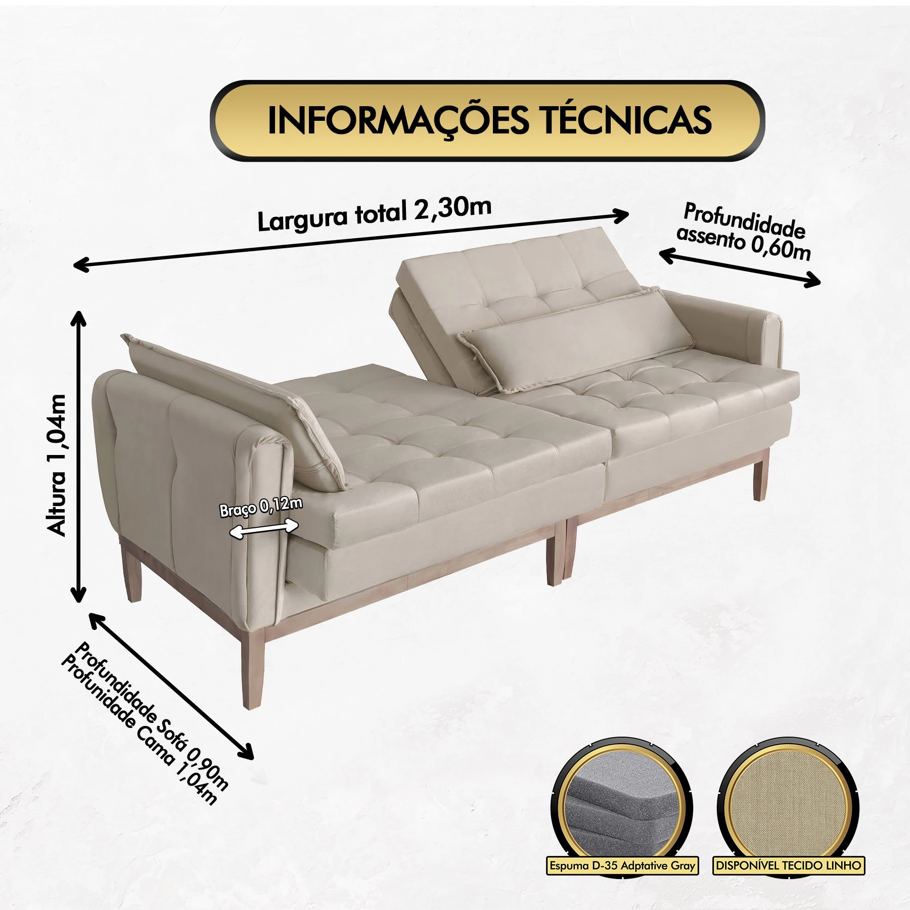 Sofá Cama Rivieira 2,30m