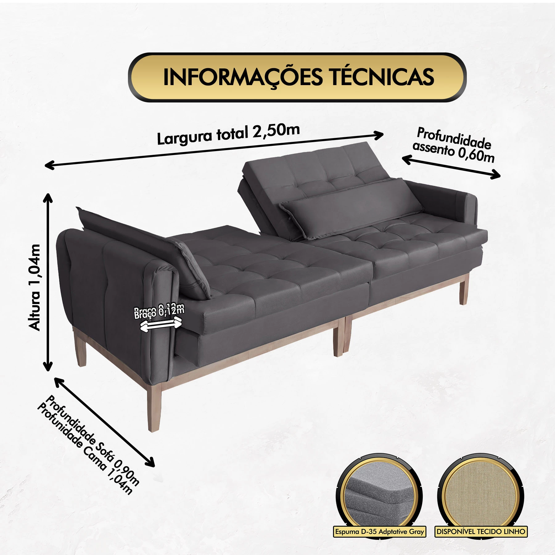 Sofá Cama Rivieira 2,50m