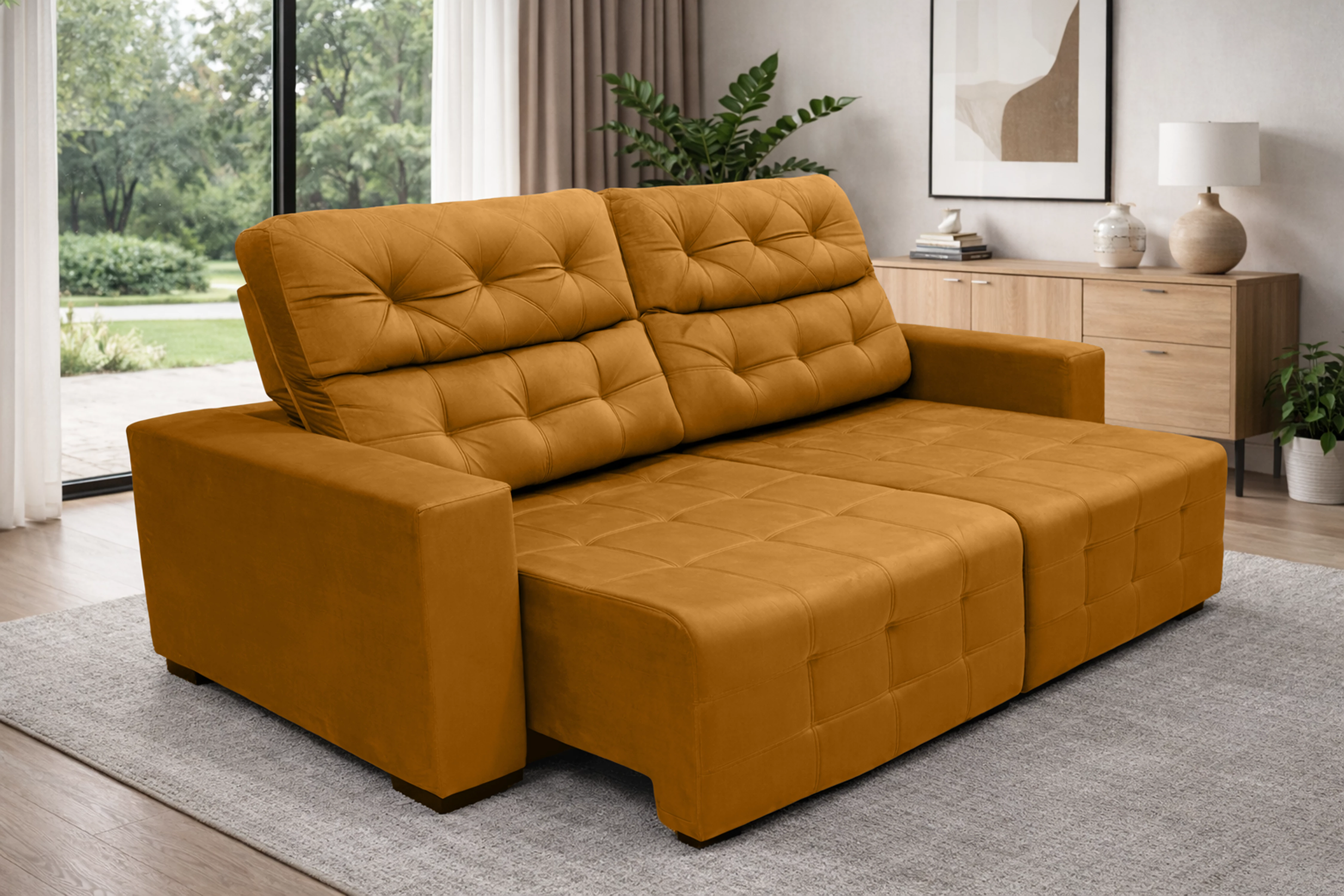 Sofá Retrátil e Reclinável Siena Super Pillow 2,30m - Terracota