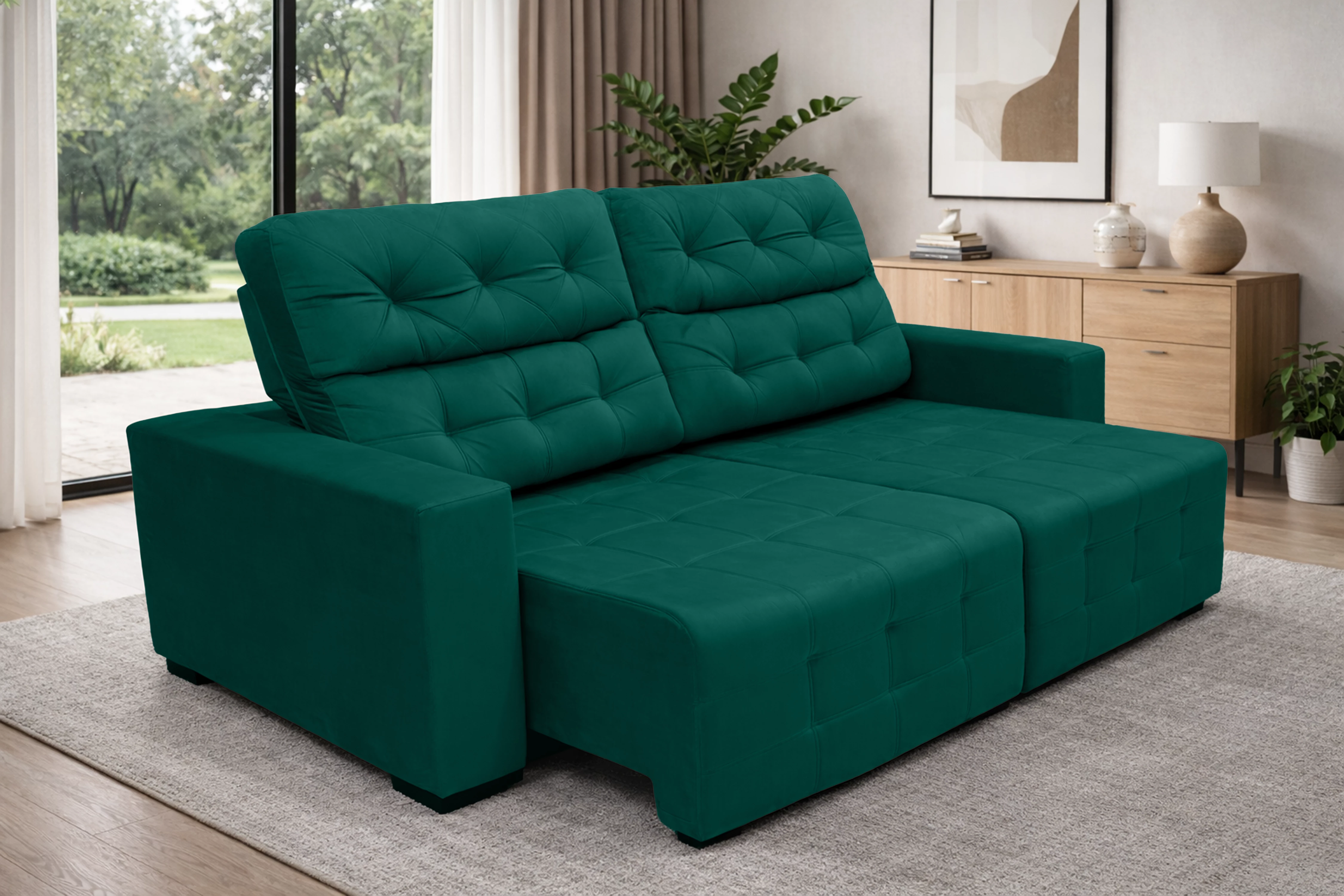 Sofá Retrátil e Reclinável Siena Super Pillow 2,30m - Verde