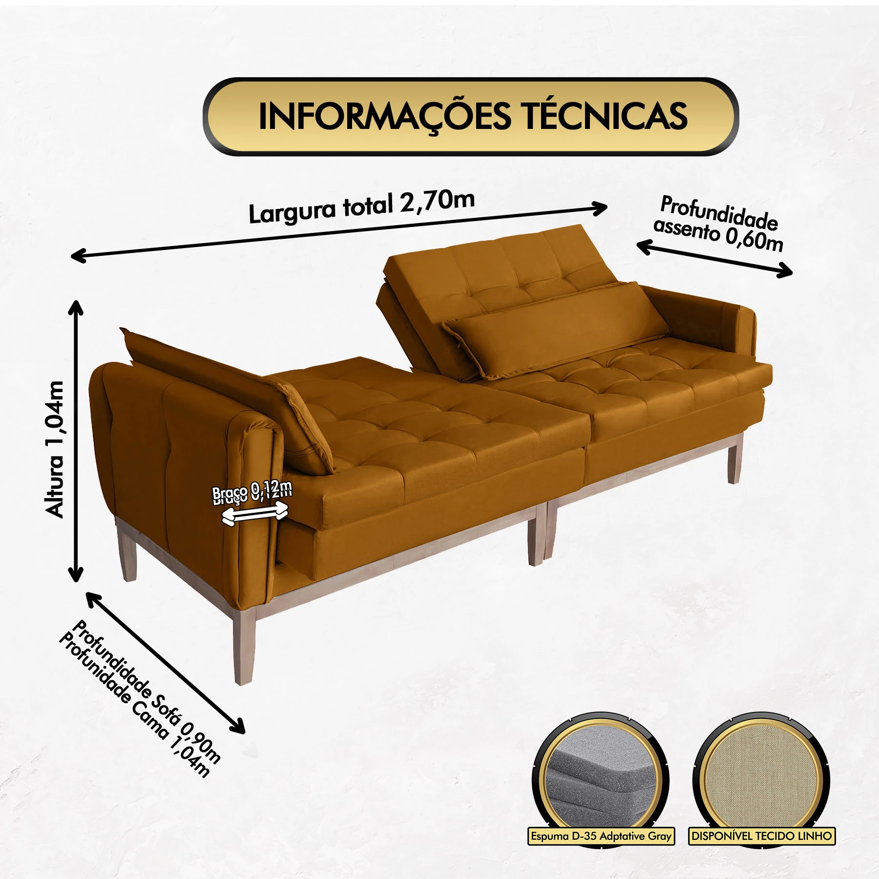 Sofá Cama Rivieira 2,70m