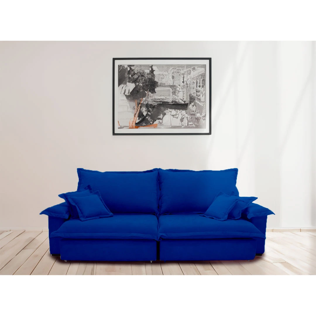 Sofá Paris 2,00m Retrátil e Reclinável Super Pillow  -azul