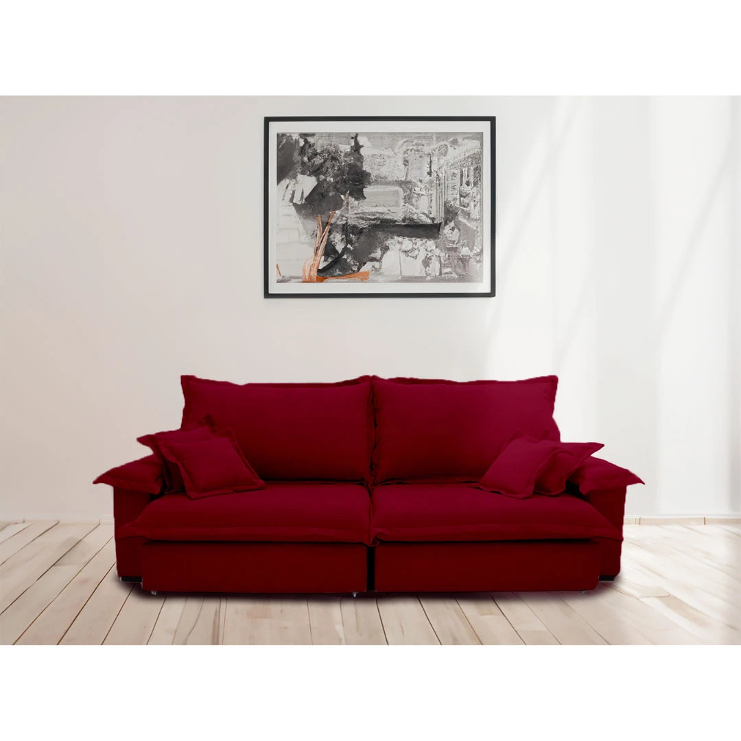 Sofá Paris 2,00m Retrátil e Reclinável Super Pillow  -vinho