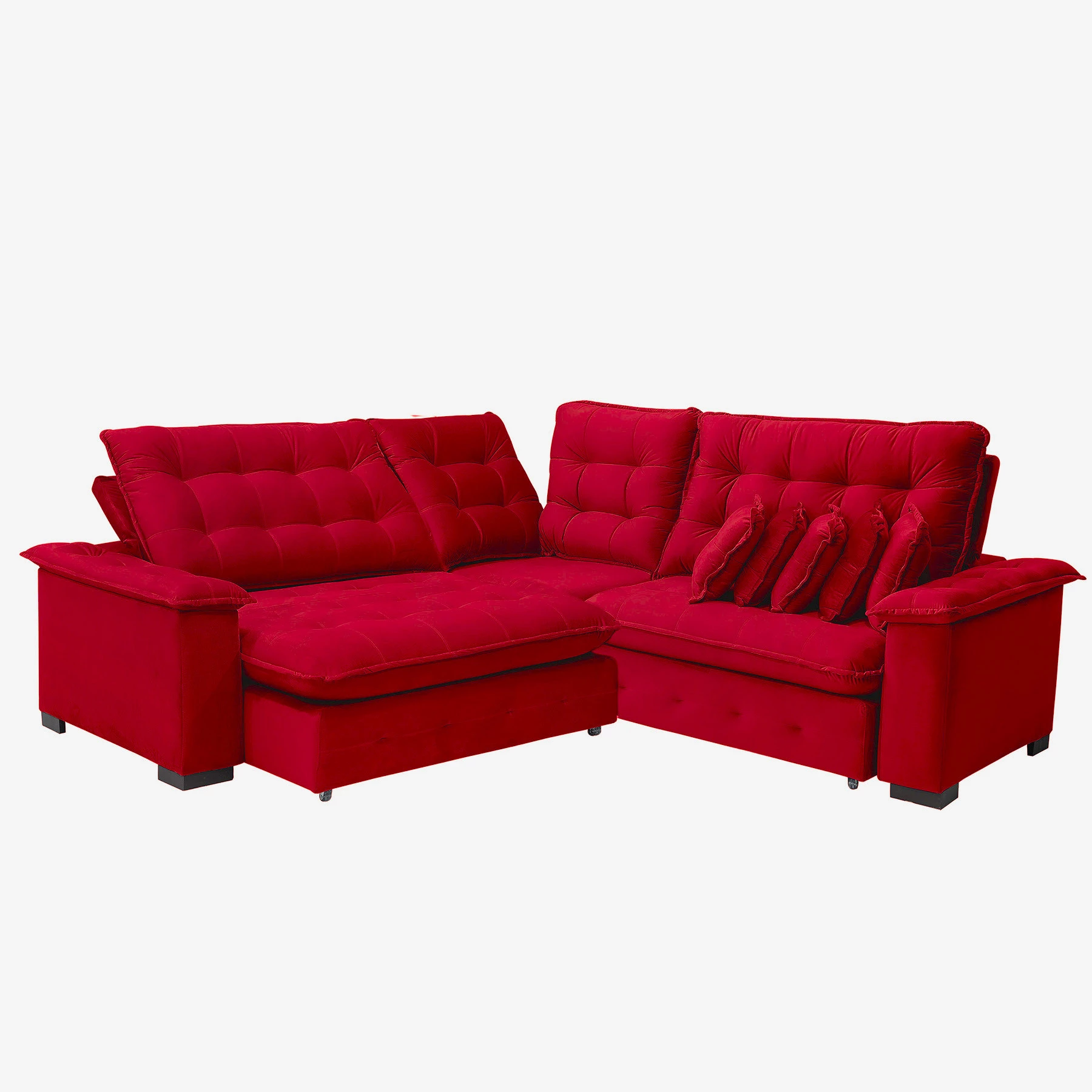 Sofá Manchester 2,63x2,63m de Canto, Retrátil e Reclinável - Vermelho