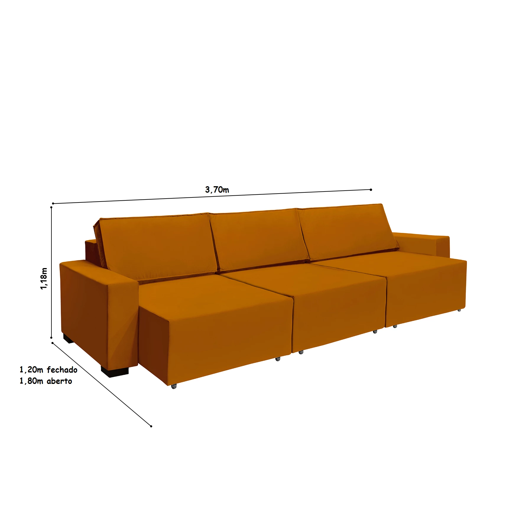 Sofá Dallas 3,70m Retrátil - Terra