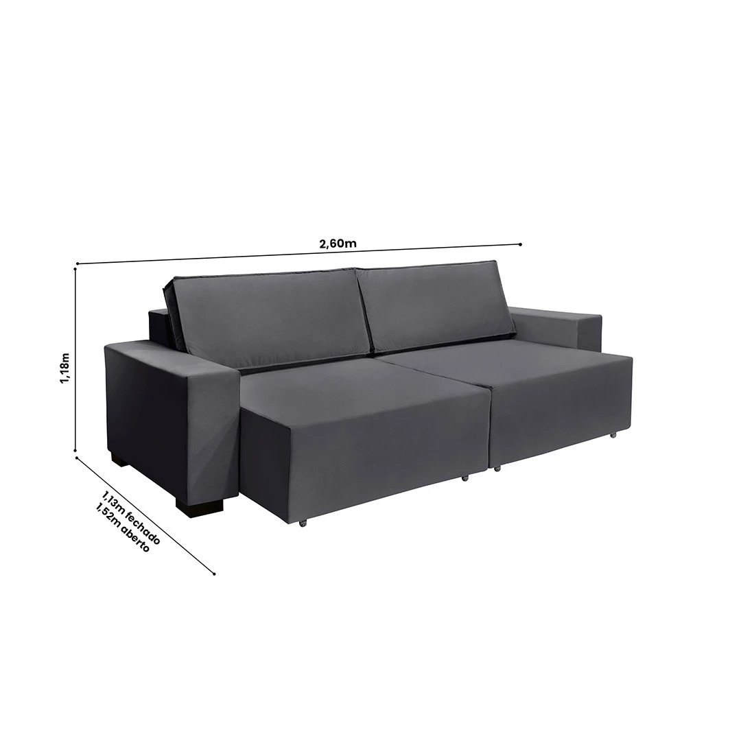 Sofá Dallas 2,60m Retrátil 