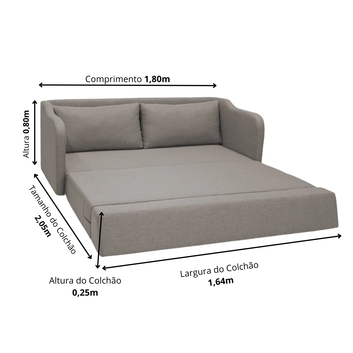 Sofá Cama Aconchego 1,80 - Avelã