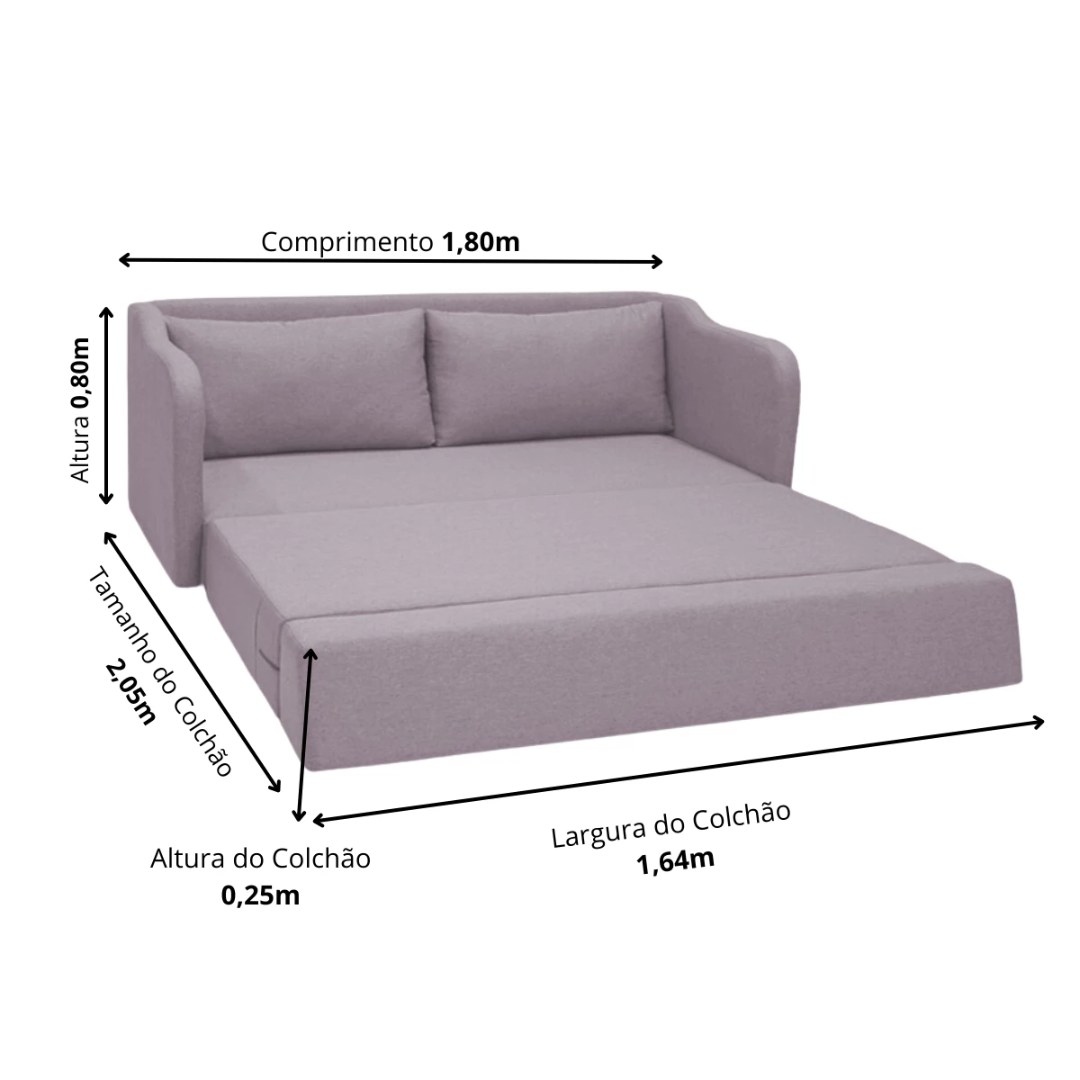 Sofá Cama Aconchego 1,80 - Rosê