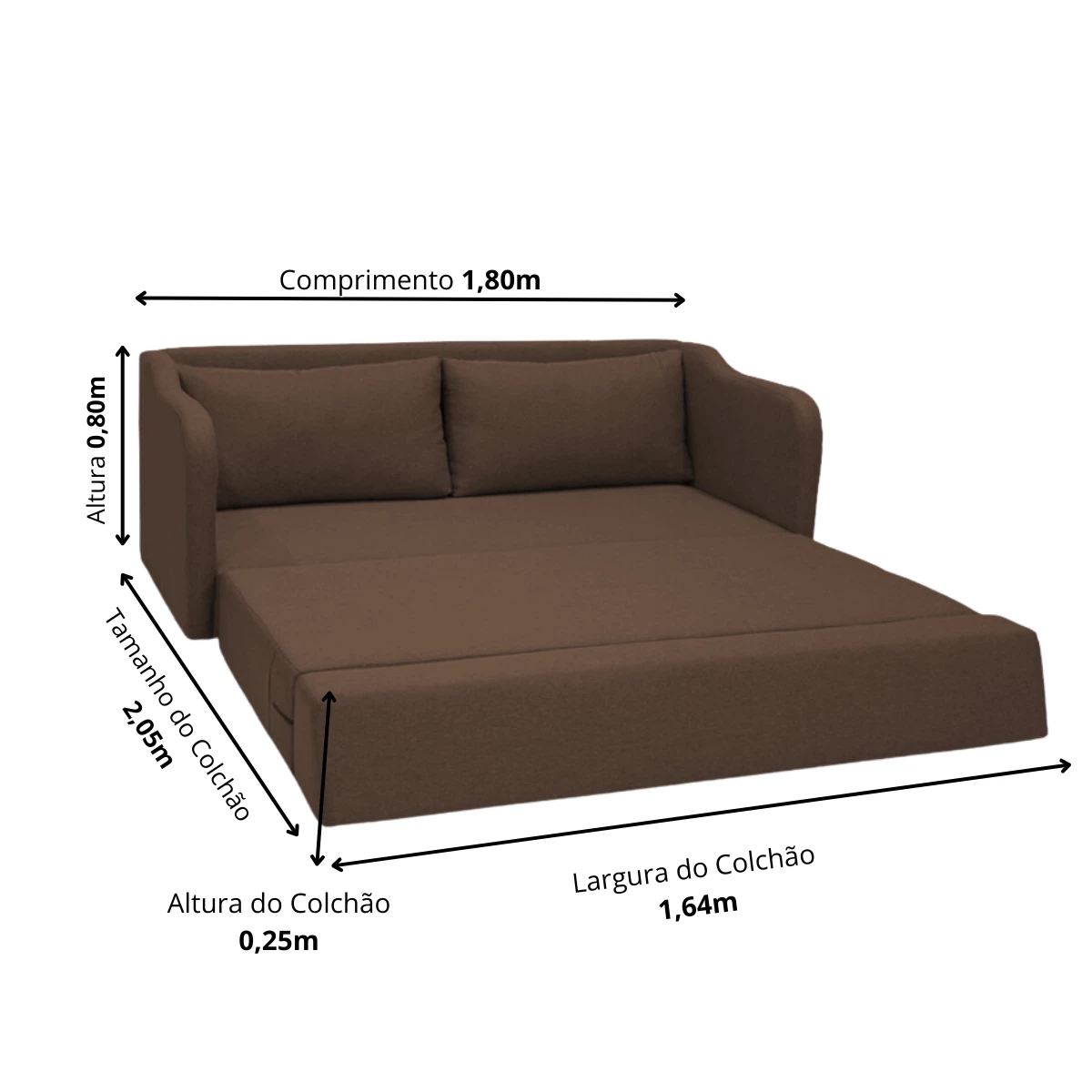 Sofá Cama Aconchego 1,80 - Terracota