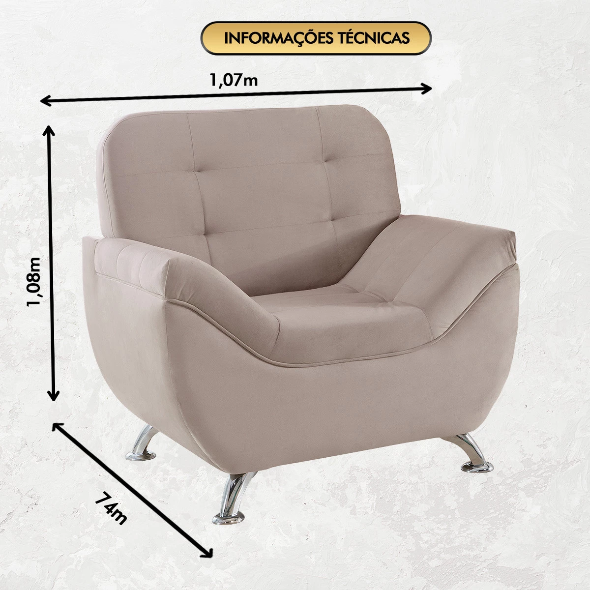 Poltrona Imperium 1,07m em Veludo Soft - Avelã