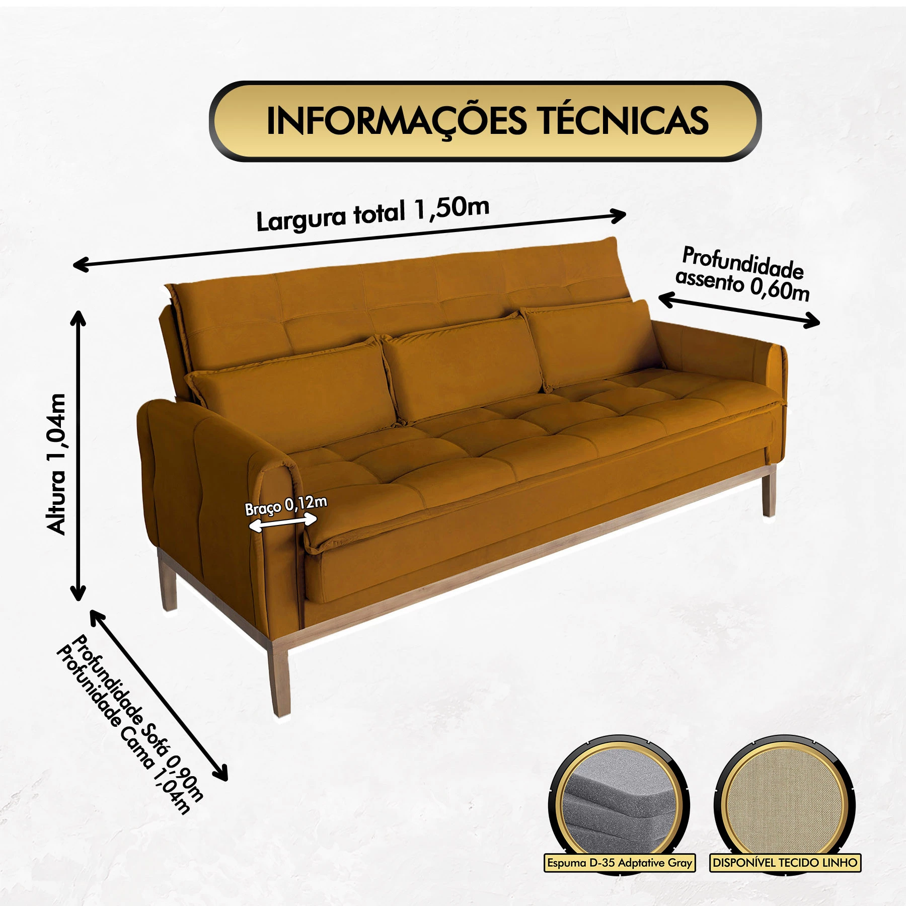 Sofá Cama Rivieira 1,50m - Terra