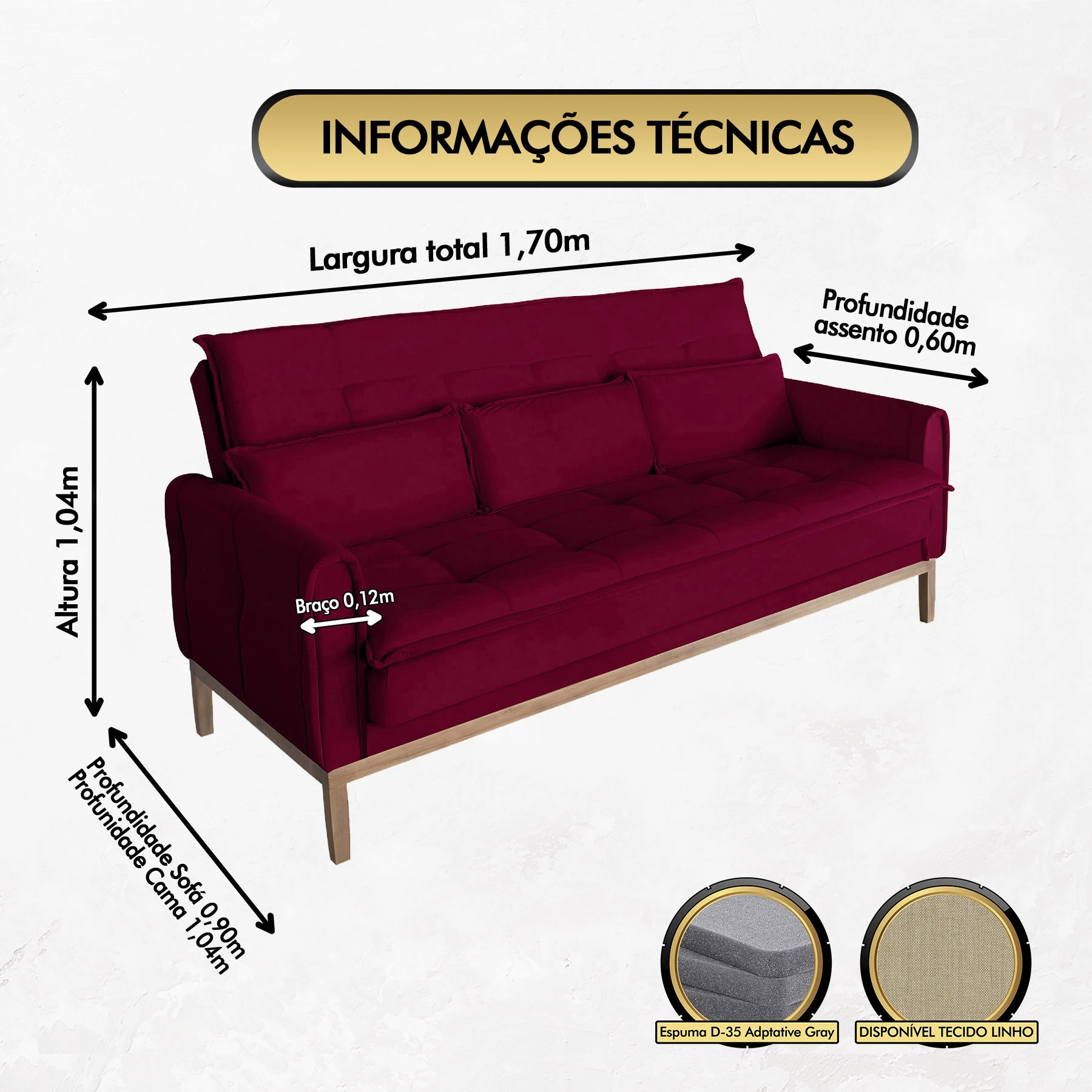 Sofá Cama Rivieira 1,70m