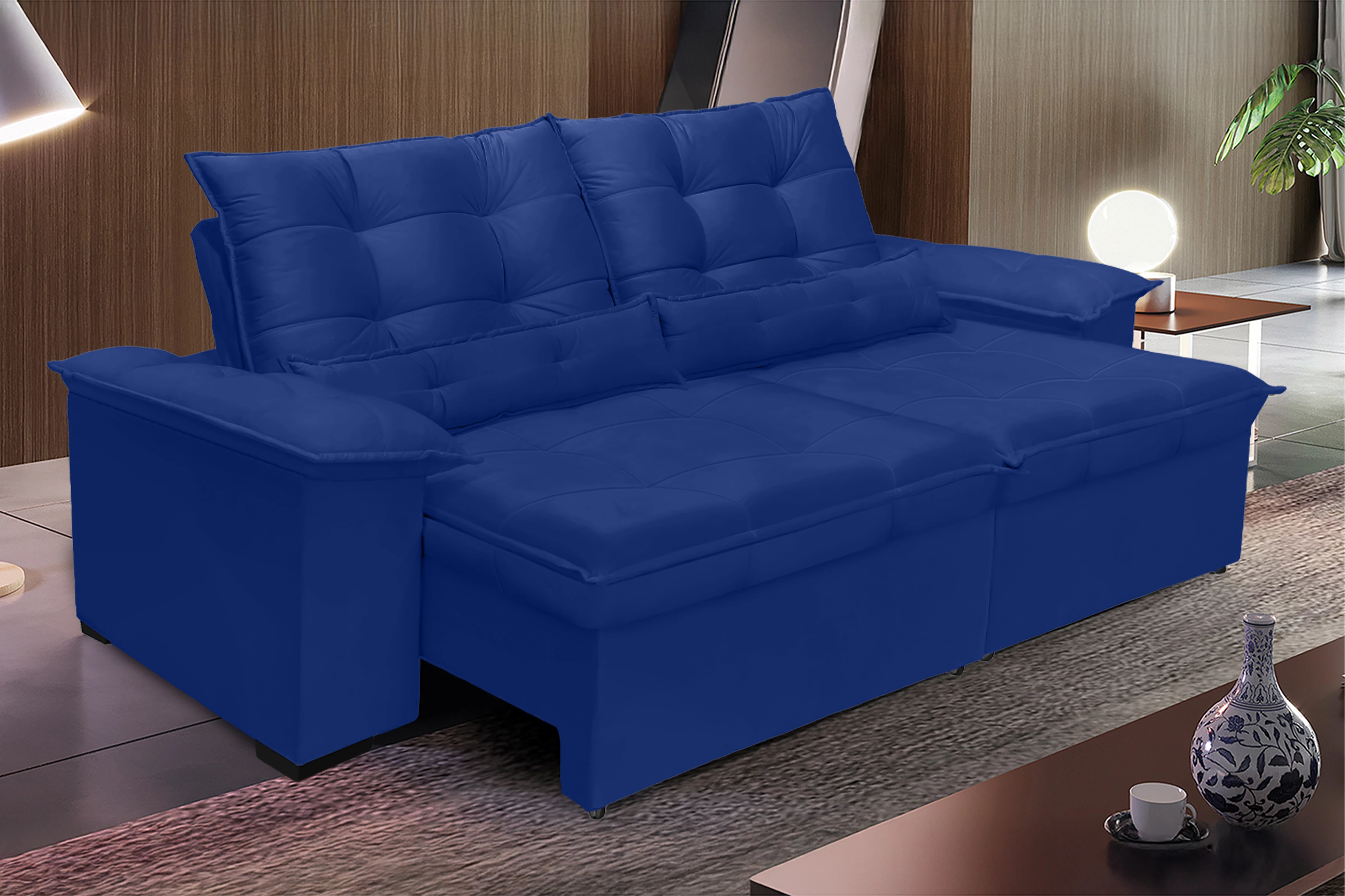 Sofá Retrátil e Reclinável Aspen 2,00m - Azul