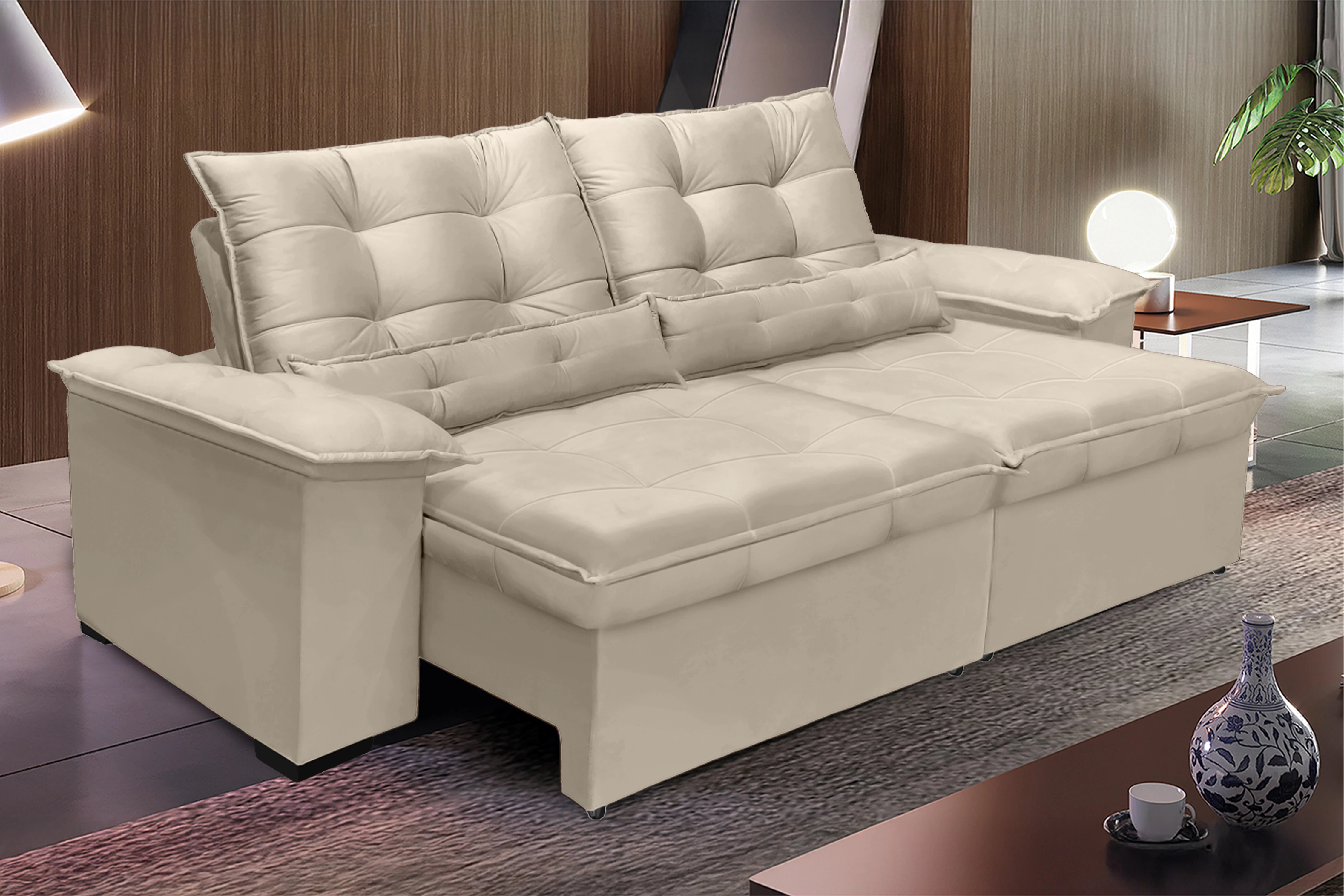 Sofá Retrátil e Reclinável Aspen 2,00m - Bege