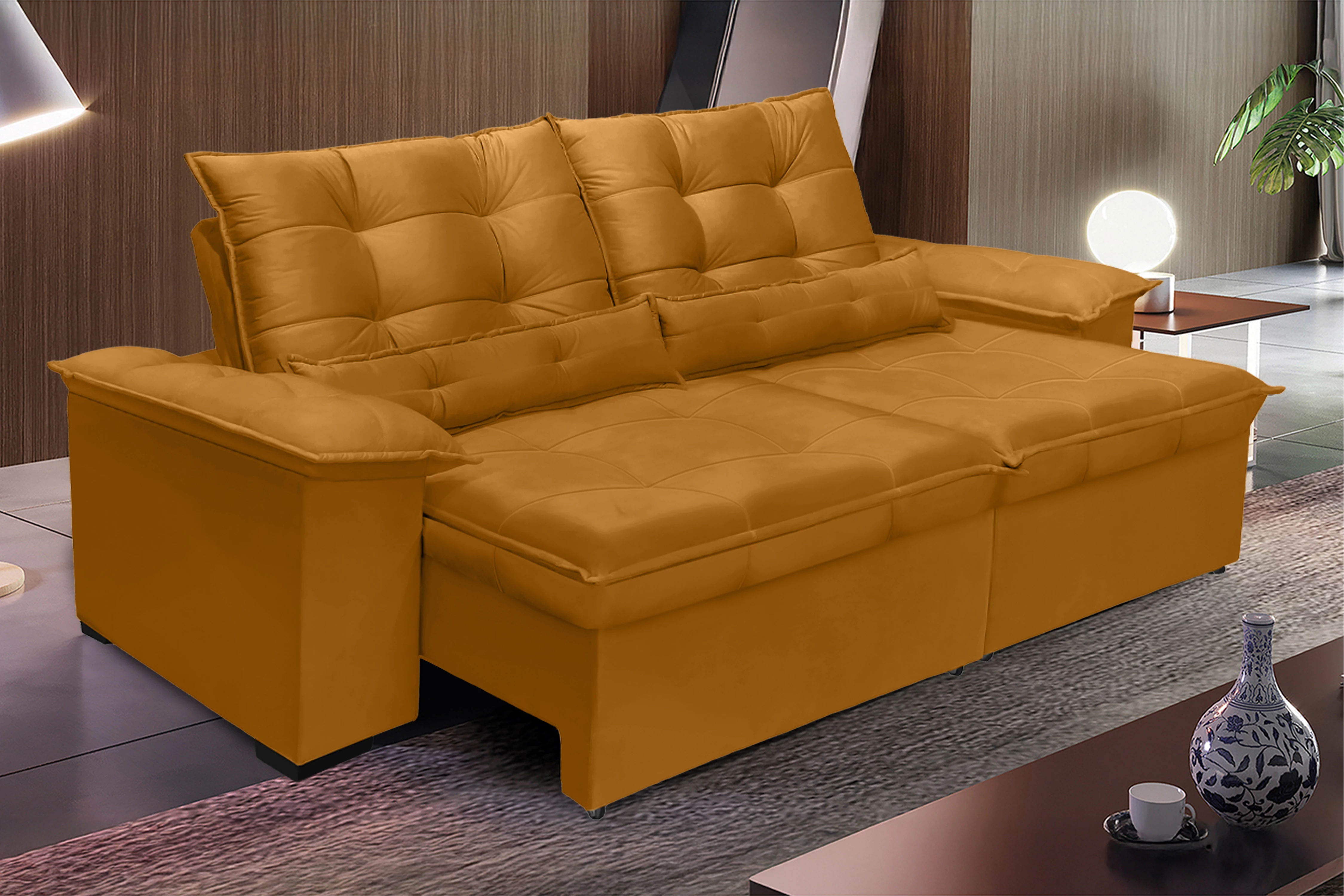 Sofá Retrátil e Reclinável Aspen 2,00m - Terracota 