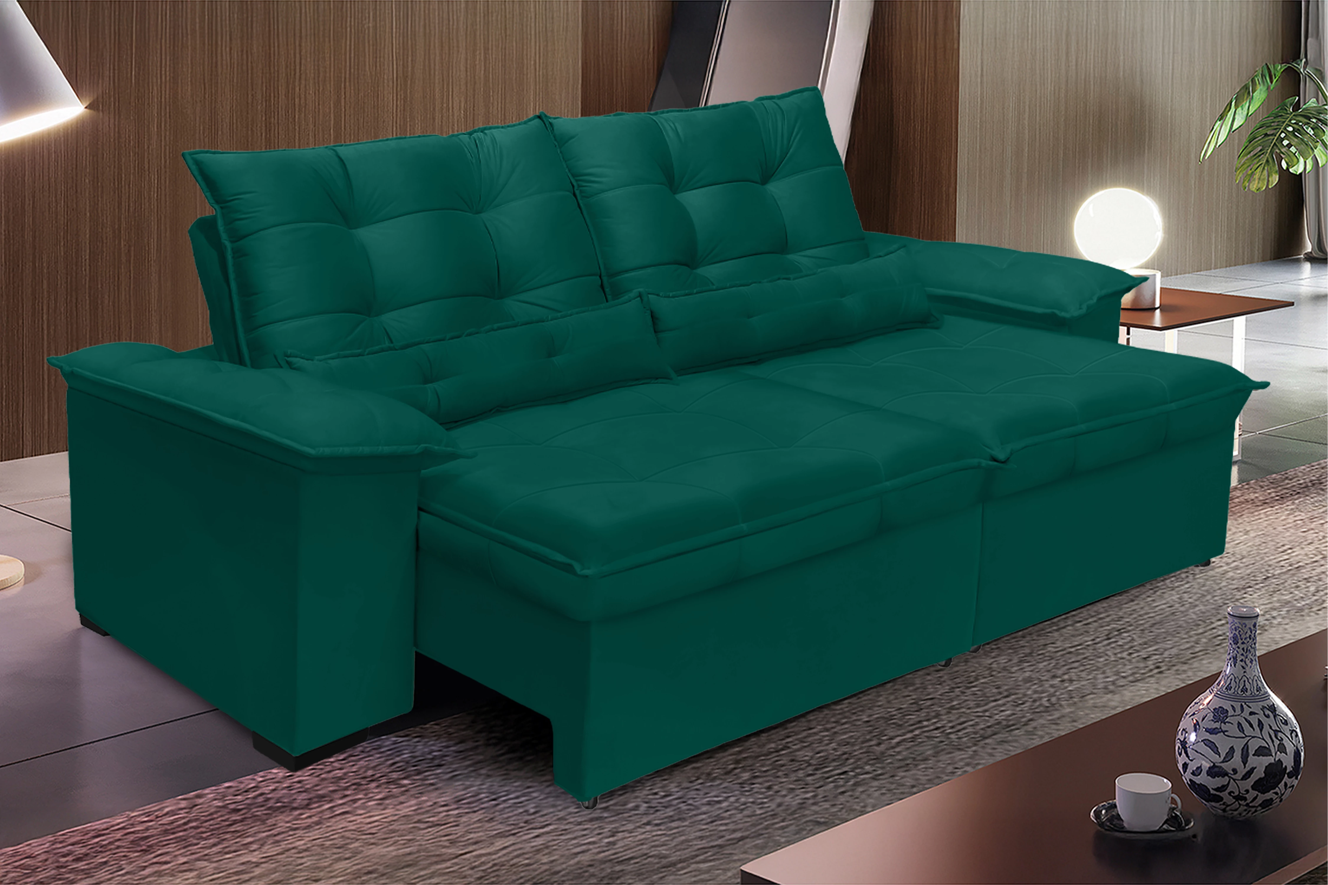 Sofá Retrátil e Reclinável Aspen 2,00m - Verde