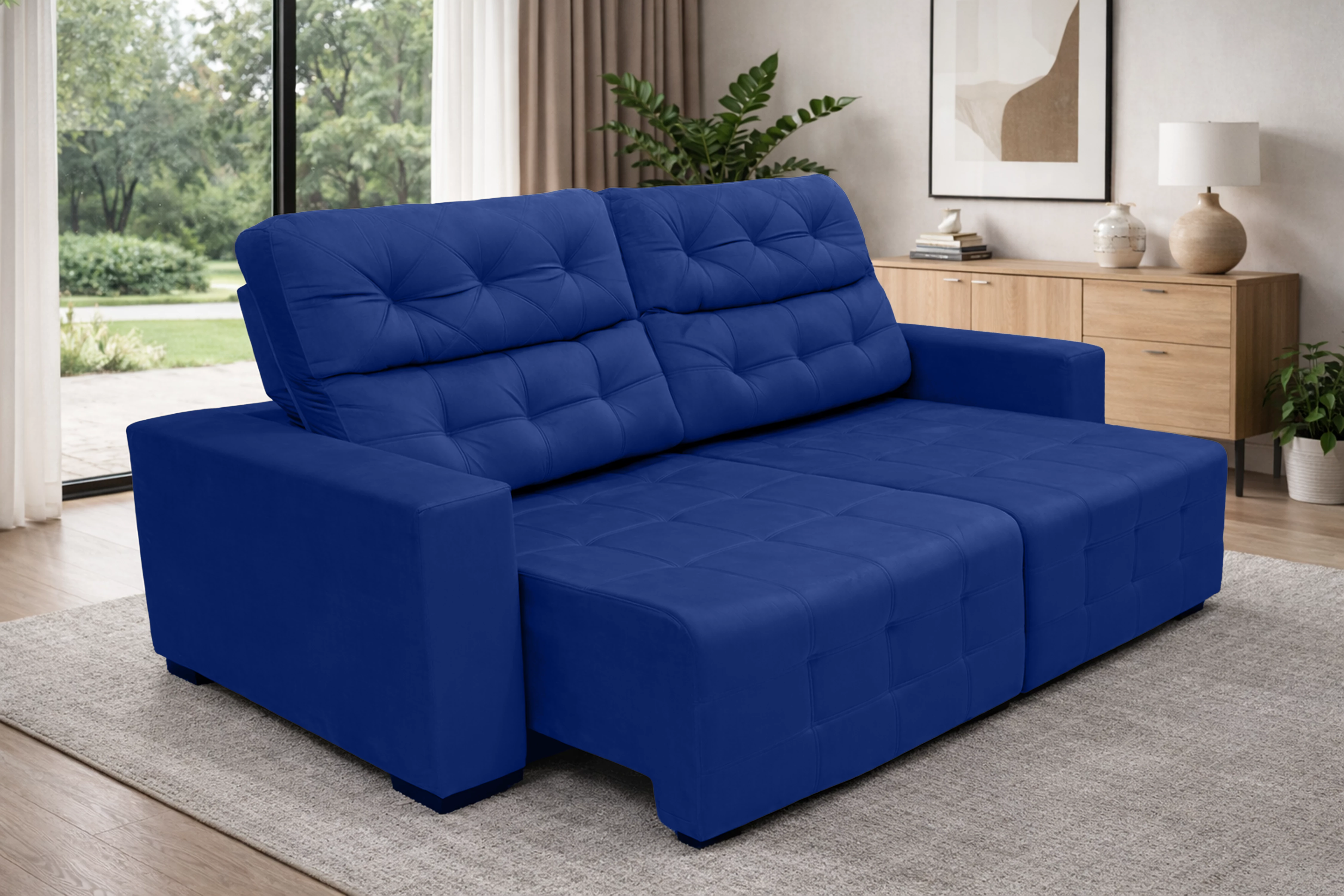 Sofá Retrátil e Reclinável Siena Super Pillow 2,30m - Azul