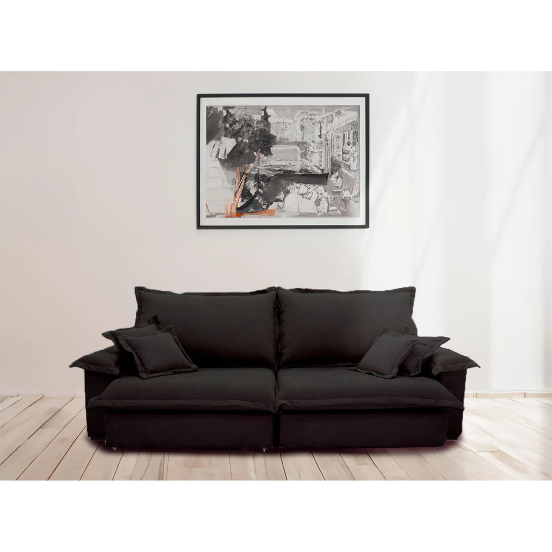 Sofá Paris 2,00m Retrátil e Reclinável Super Pillow  -preto