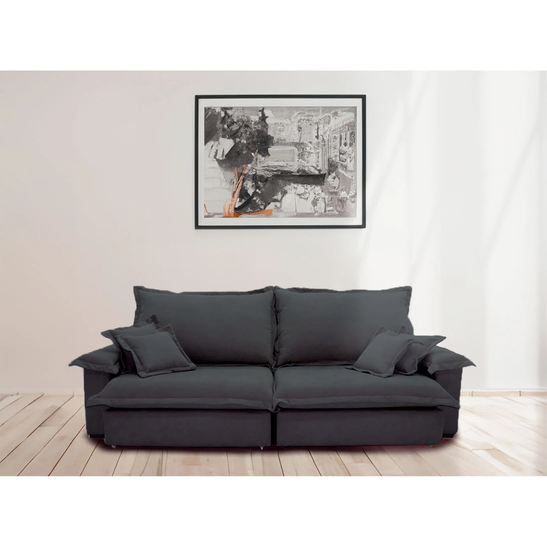 Sofá Paris 2,30m Retrátil e Reclinável Super Pillow  -chumbo