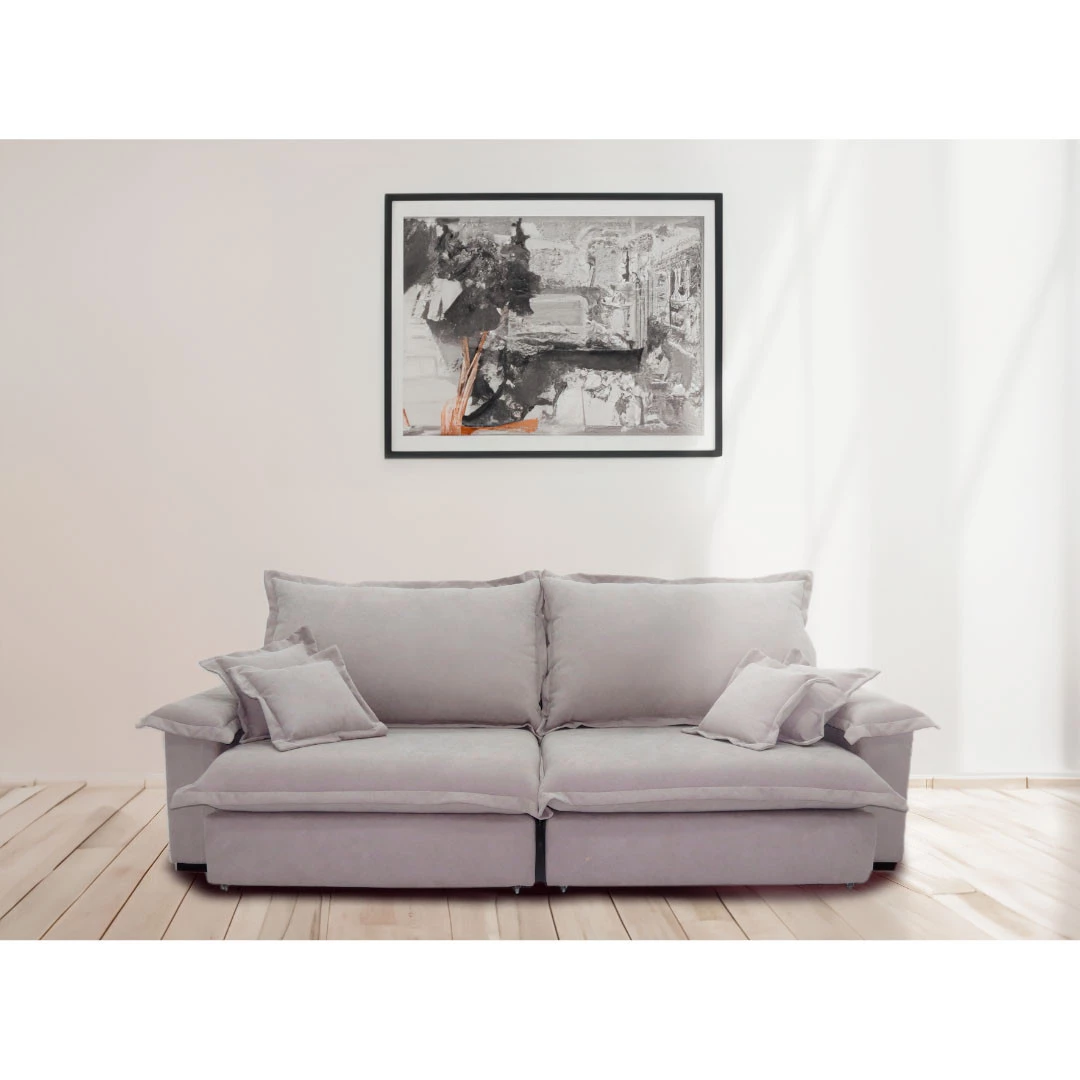 Sofá Paris 2,00m Retrátil e Reclinável Super Pillow  -avelã