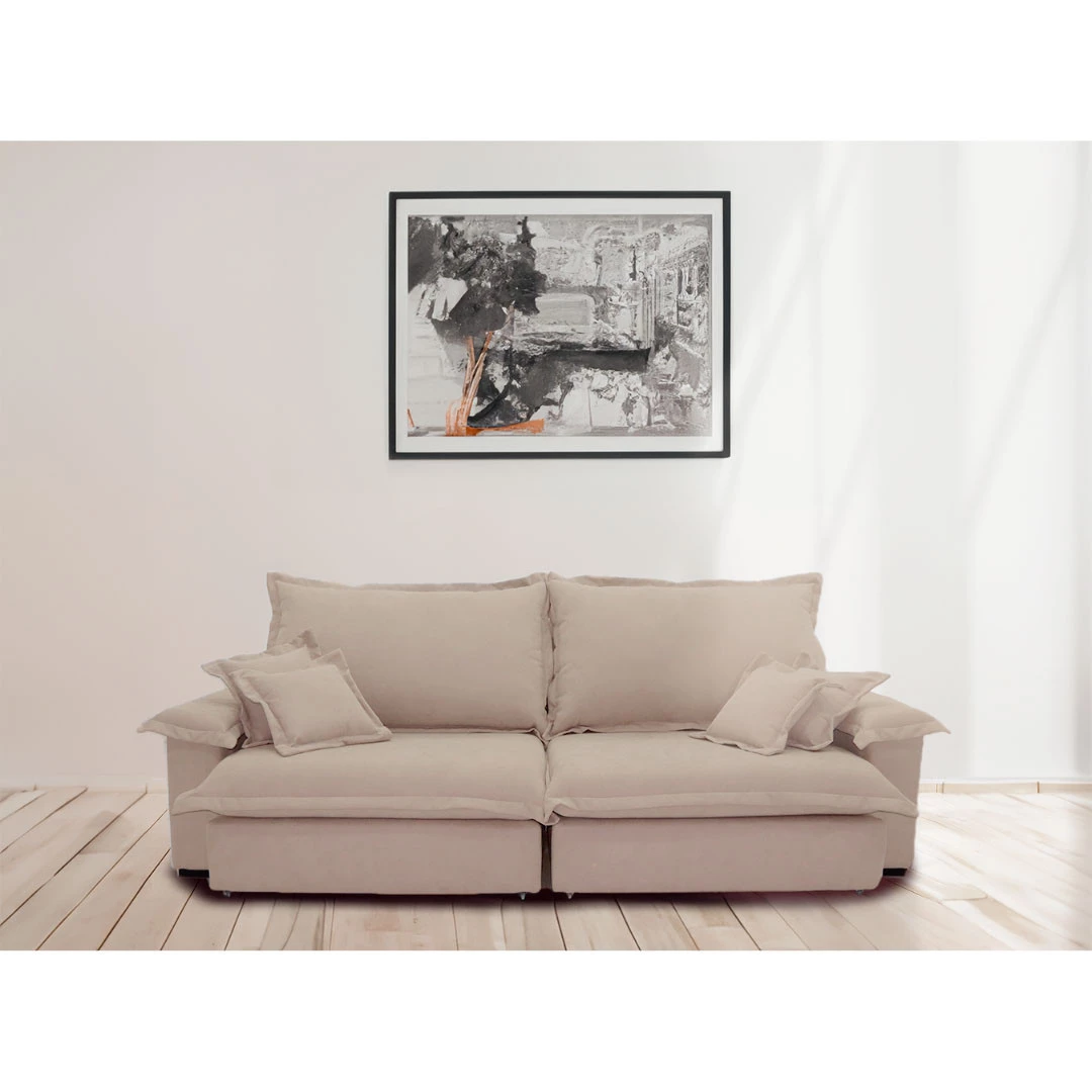 Sofá Paris 2,30m Retrátil e Reclinável Super Pillow  -bege